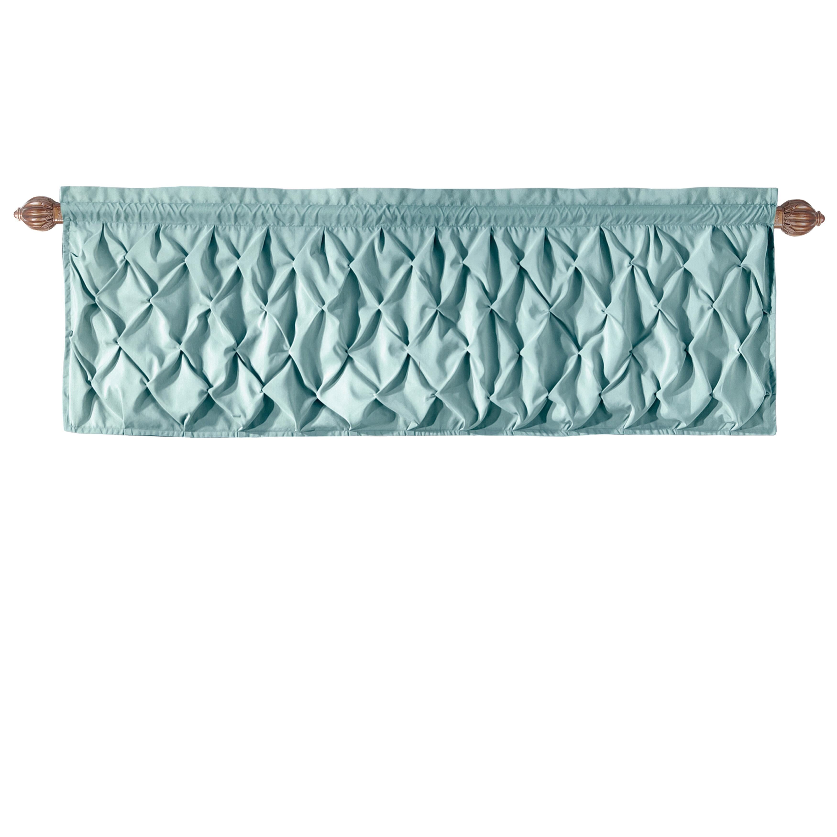 Carmen Blue Pintuck Textured Rod Pocket Valance, 60" x 20"
