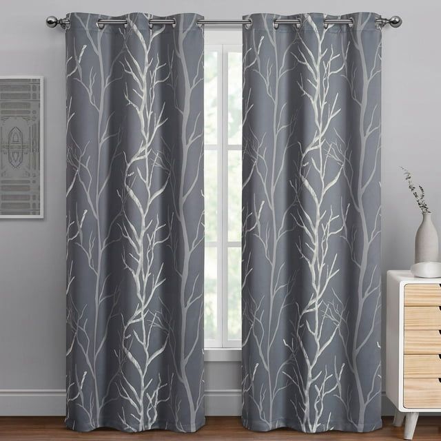 Gray Polyester Blackout Grommet Window Panel, 40" x 95"