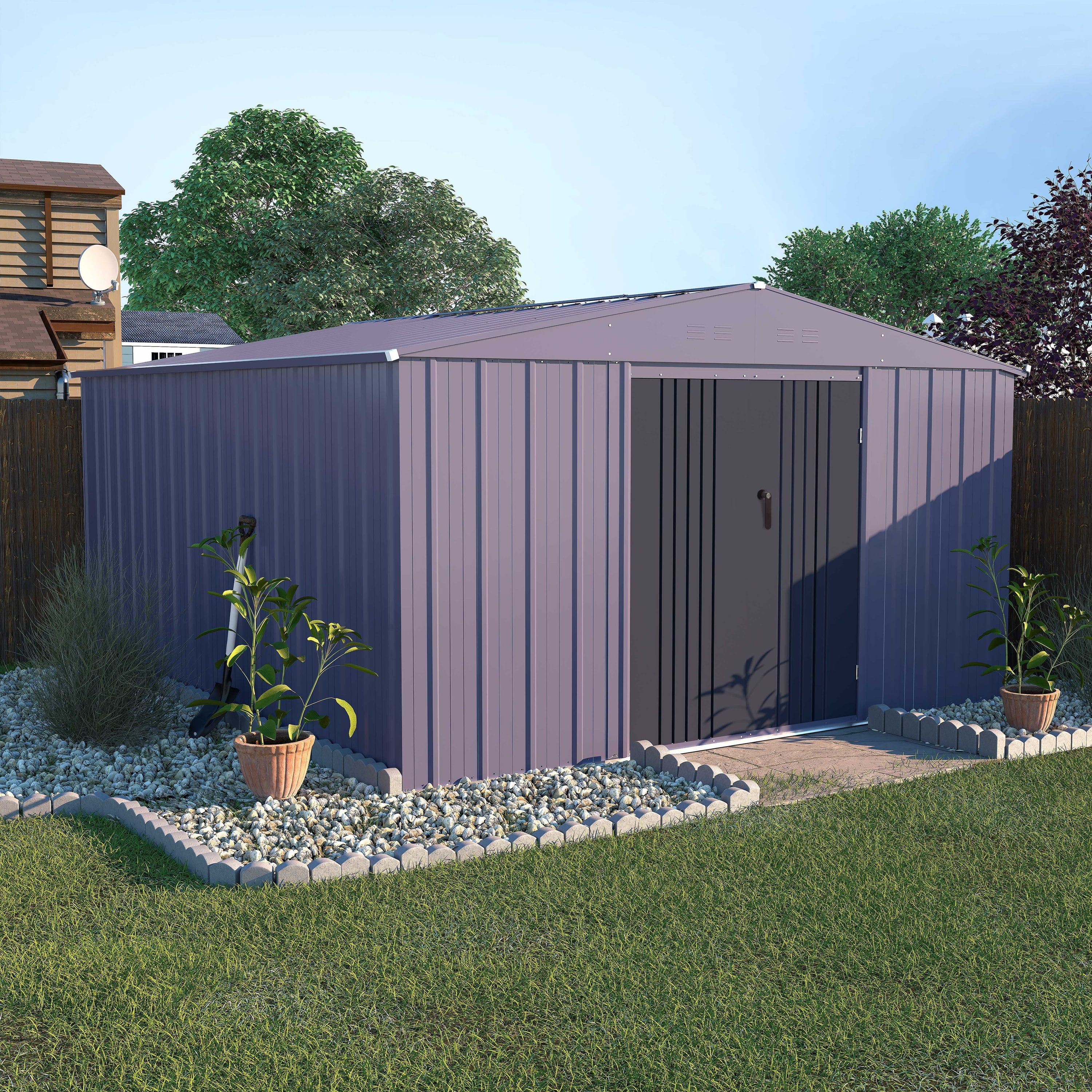 10' x 12' Gray Galvanized Steel Outdoor Storage Shed