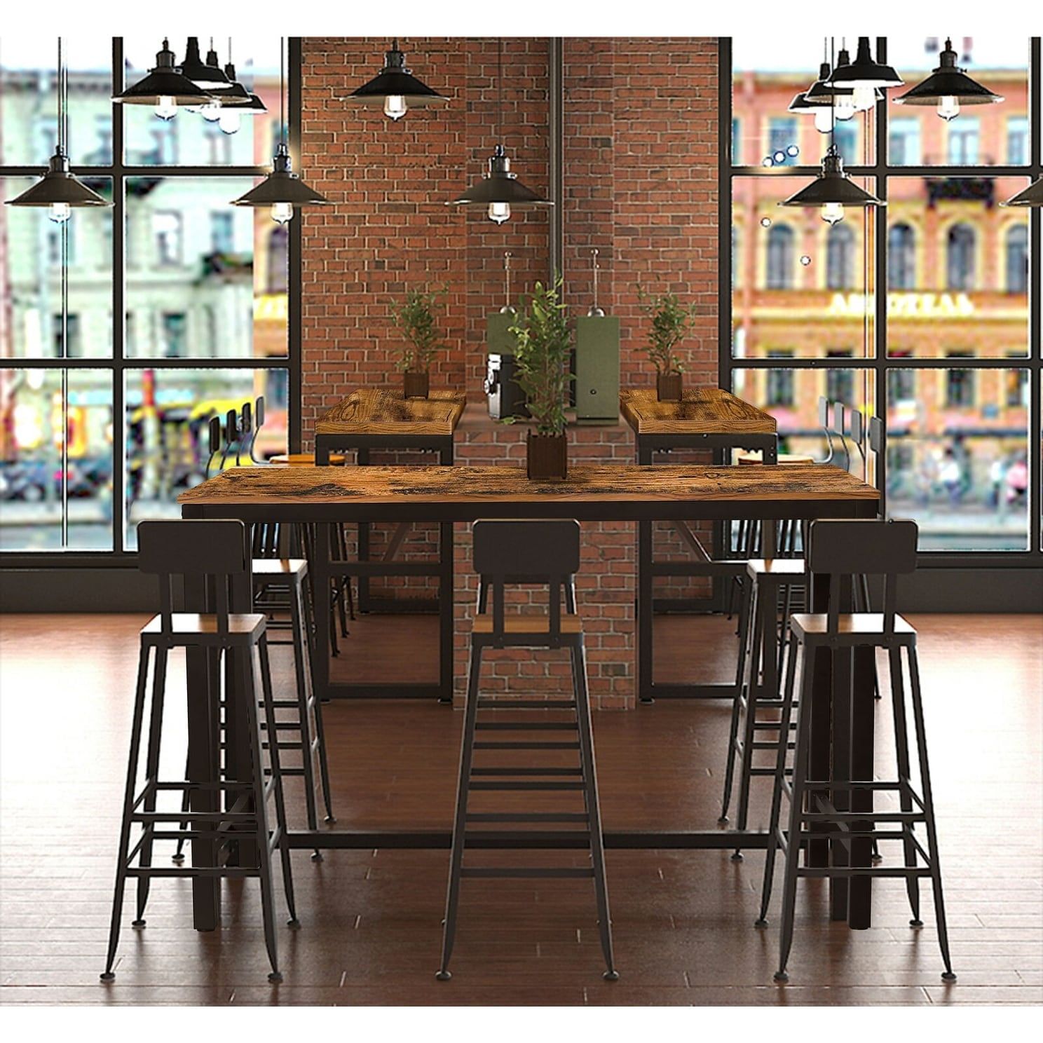 Veikous 47" Brown Industrial High Bar Dining Table