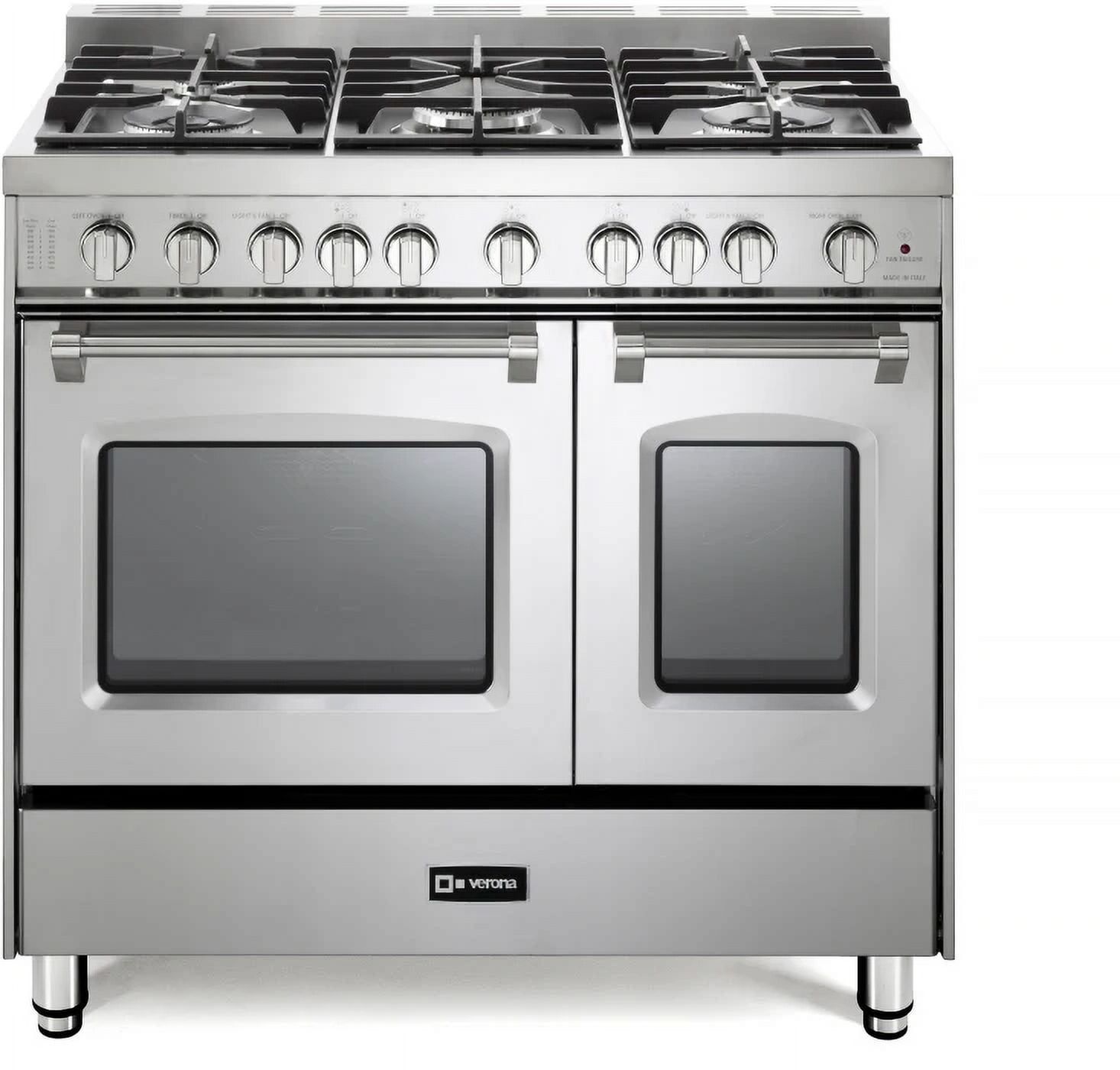 Verona 36" Stainless Steel Dual-Fuel Double Oven Range with Griddle