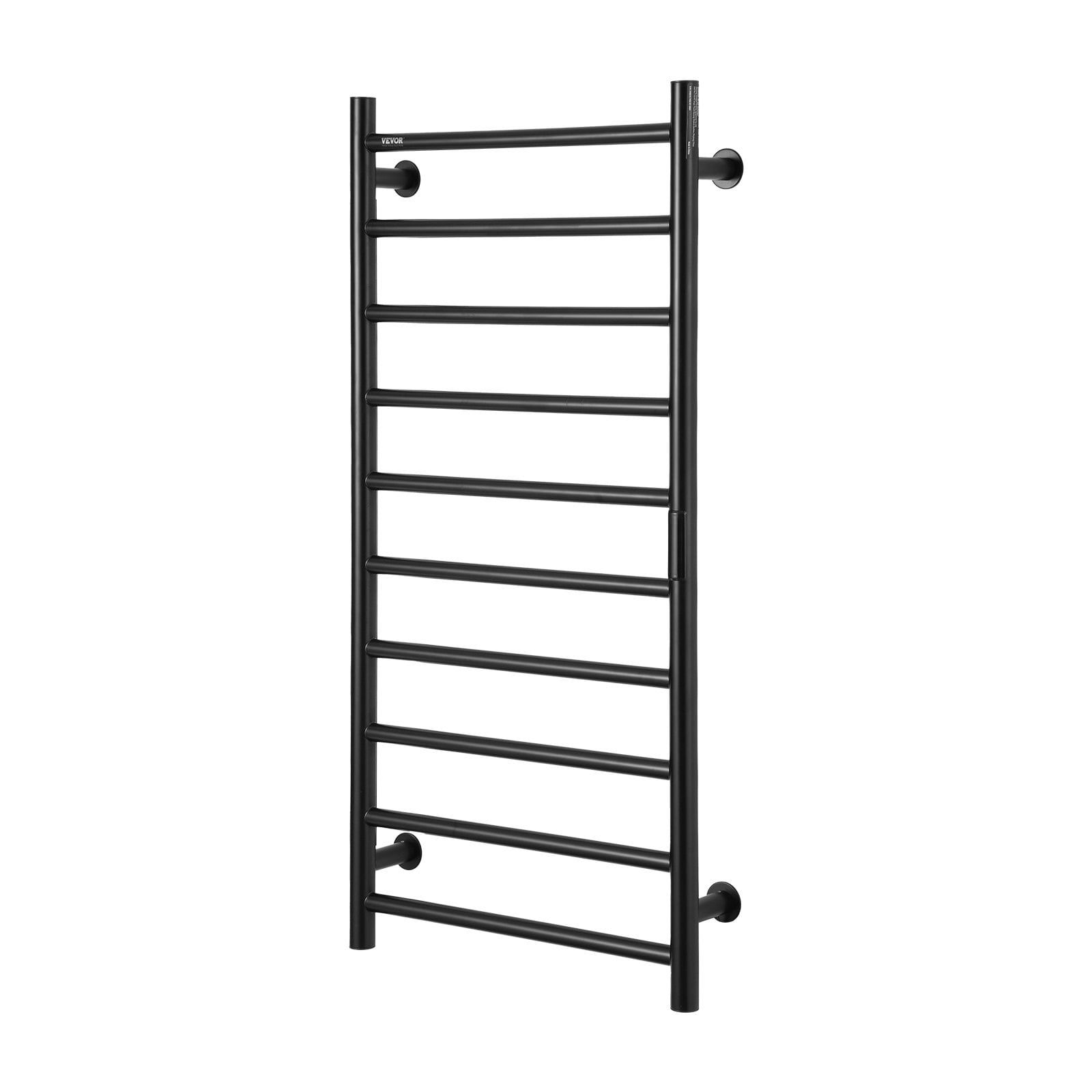 Black Stainless Steel 10-Bar Wall Mounted Heated Towel Rack