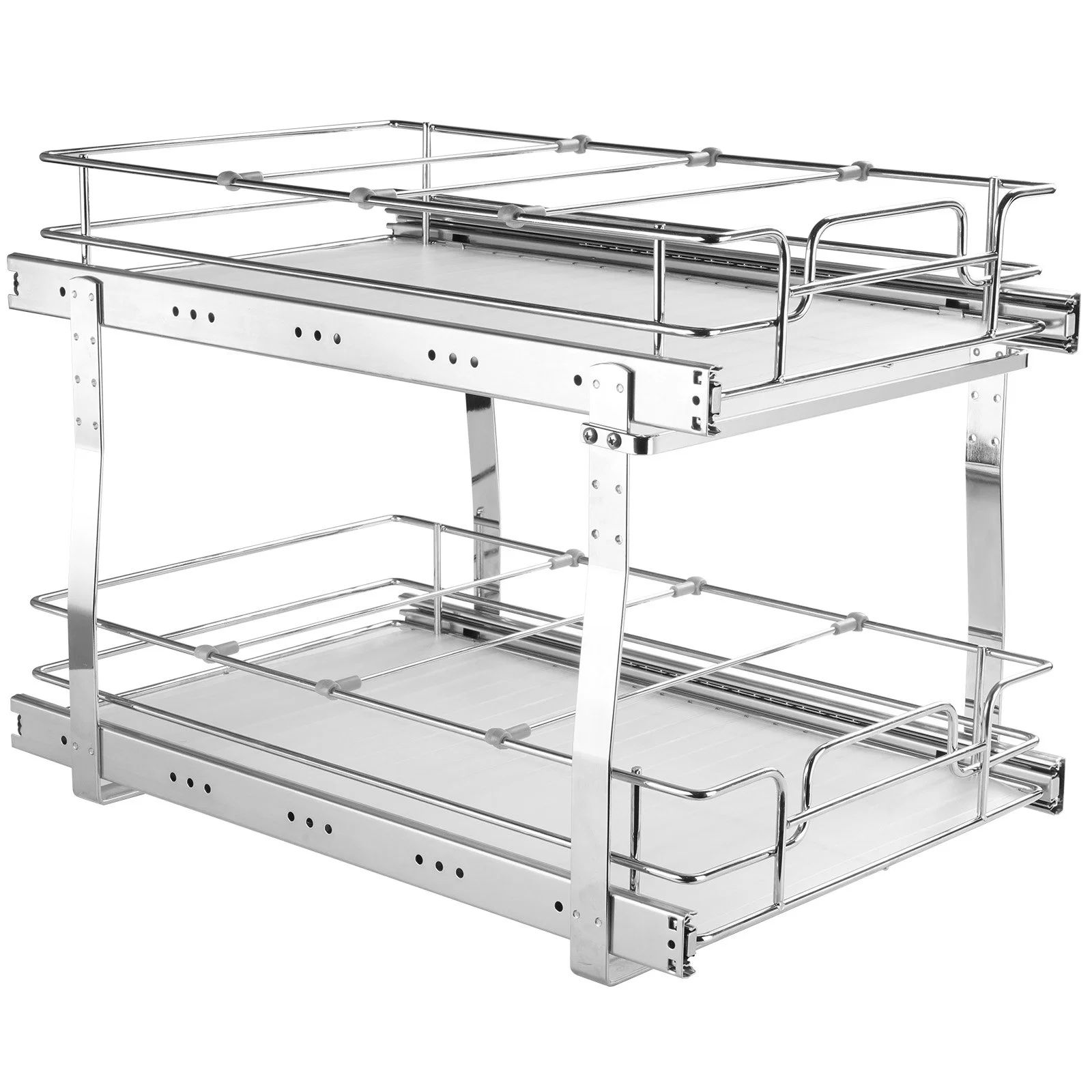 Chrome-Plated Steel 2-Tier Pull Out Cabinet Organizer