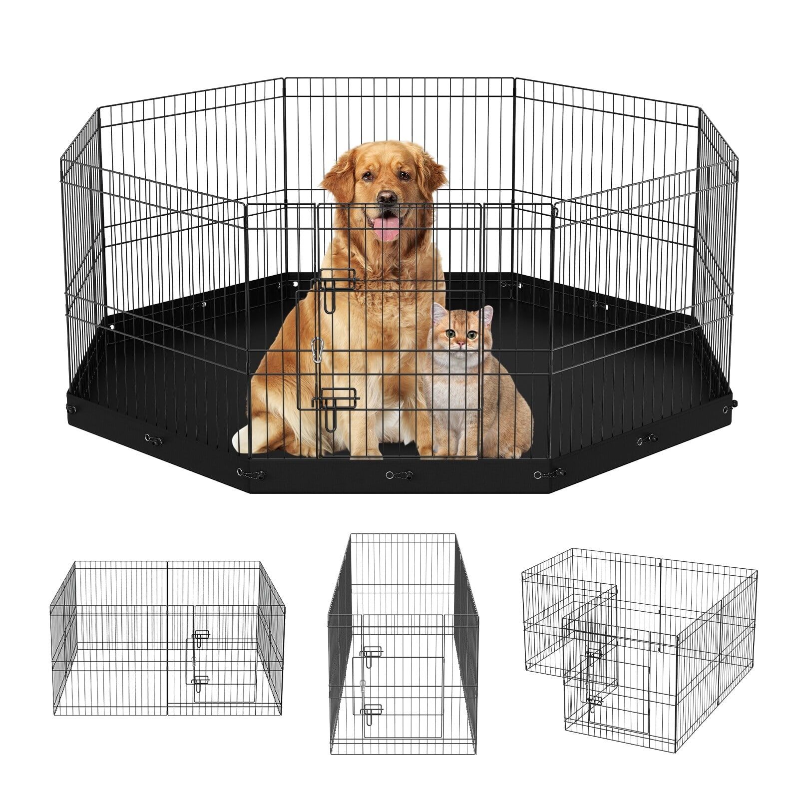 VEVOR 24" Foldable Metal Dog Playpen with Bottom Pad