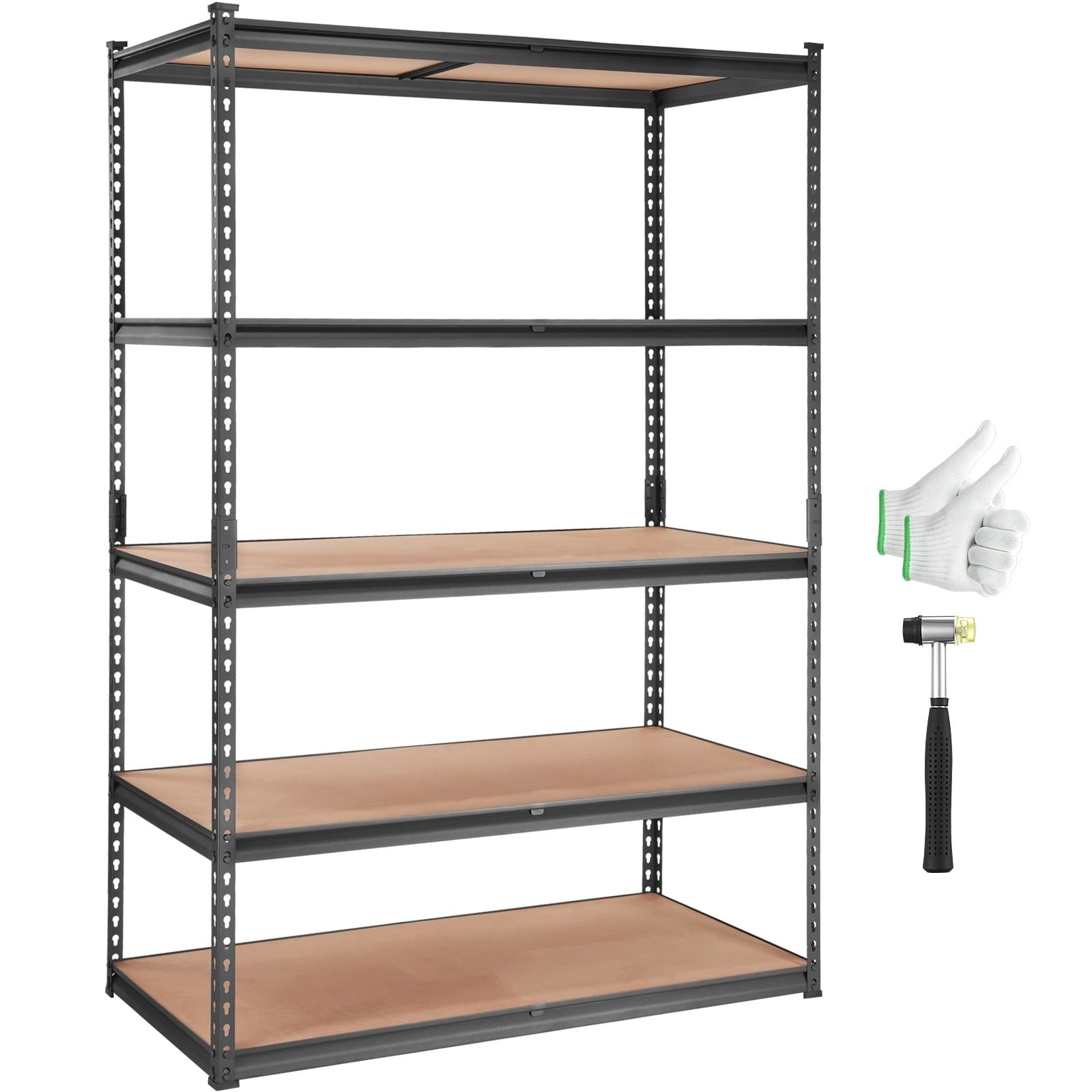 Heavy Duty Black Metal 5-Tier Adjustable Storage Shelving Unit