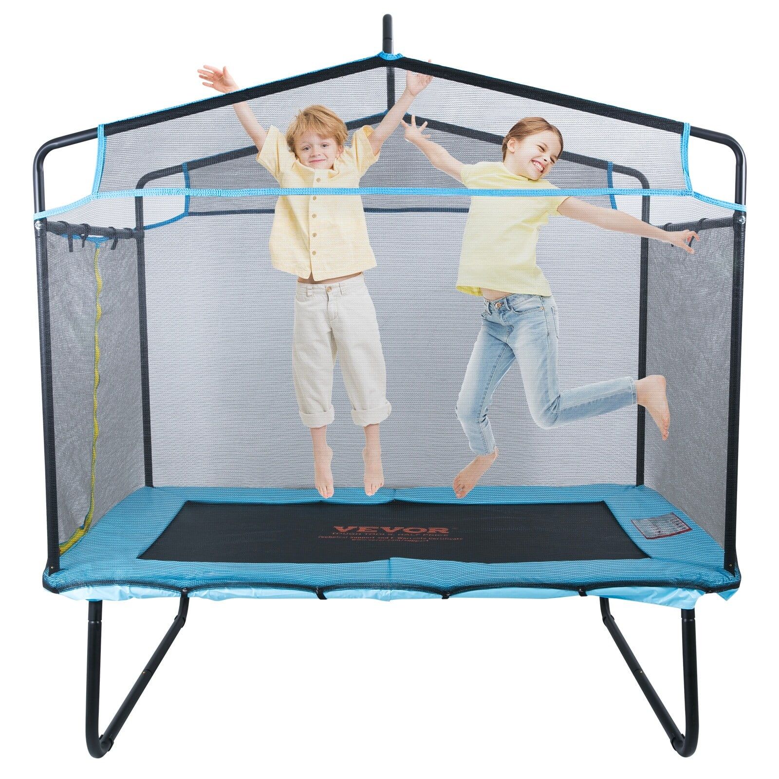 6-Foot Black Metal Kids' Trampoline with Enclosure