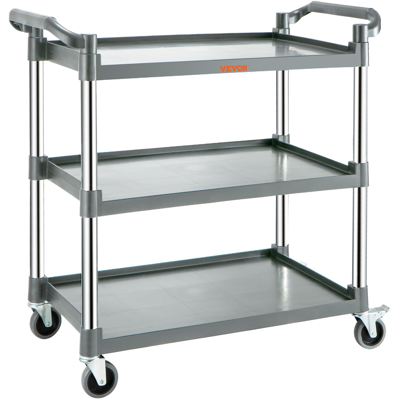 Gray 3-Shelf Heavy Duty Rolling Utility Cart with Lockable Wheels