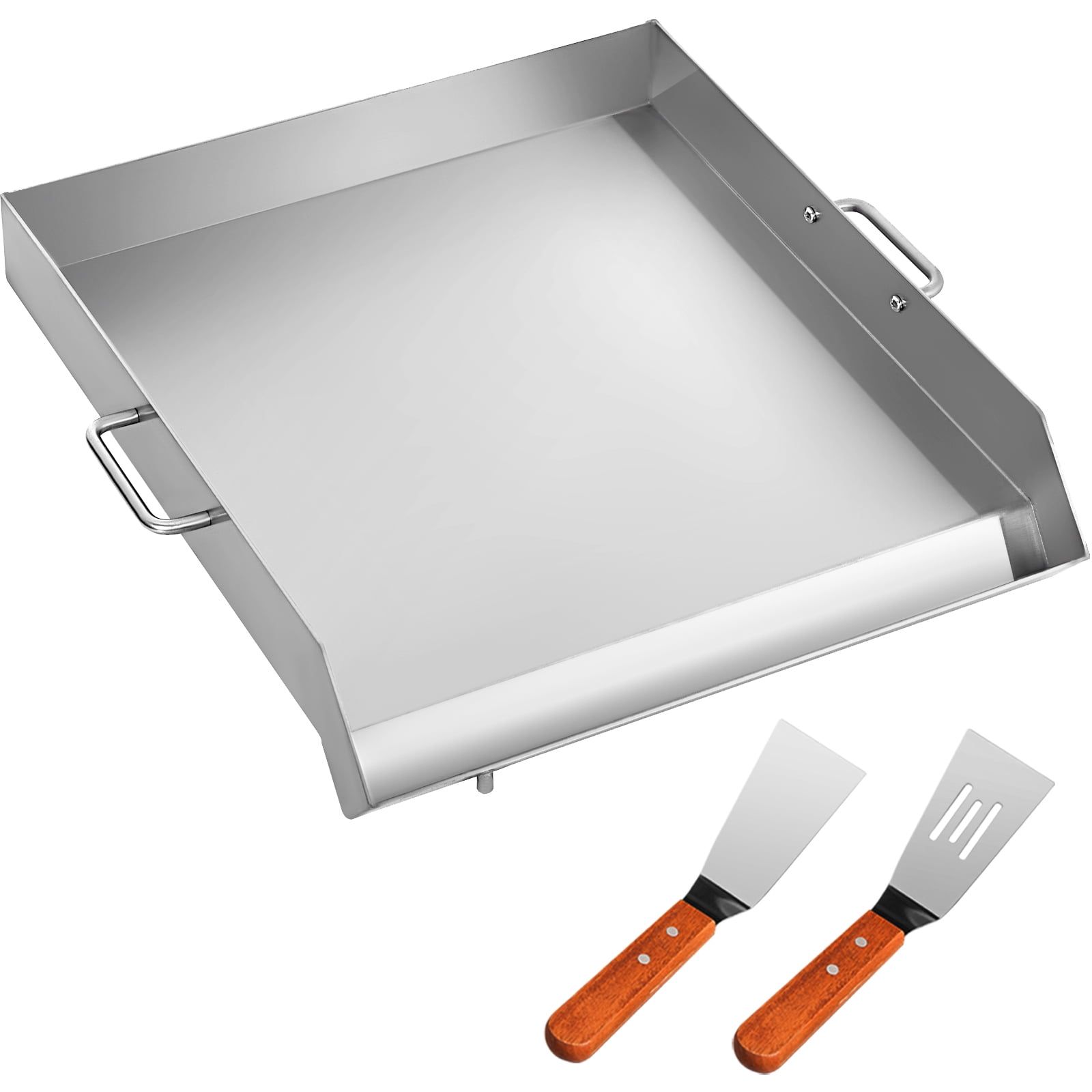 18" x 16" Silver Stainless Steel Flat Top Griddle with Handles
