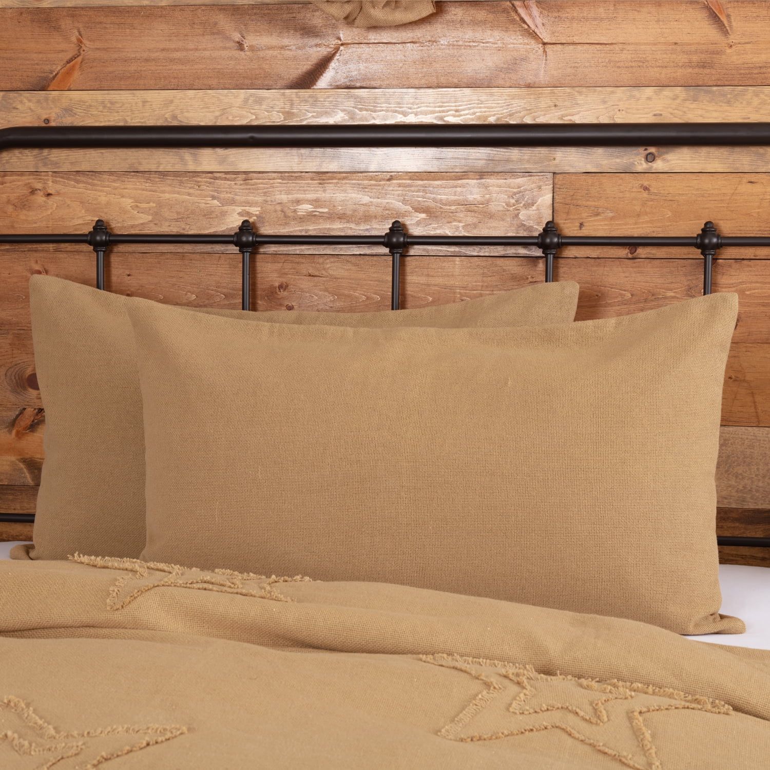 Tan Cotton Burlap King Sham with Button Closures