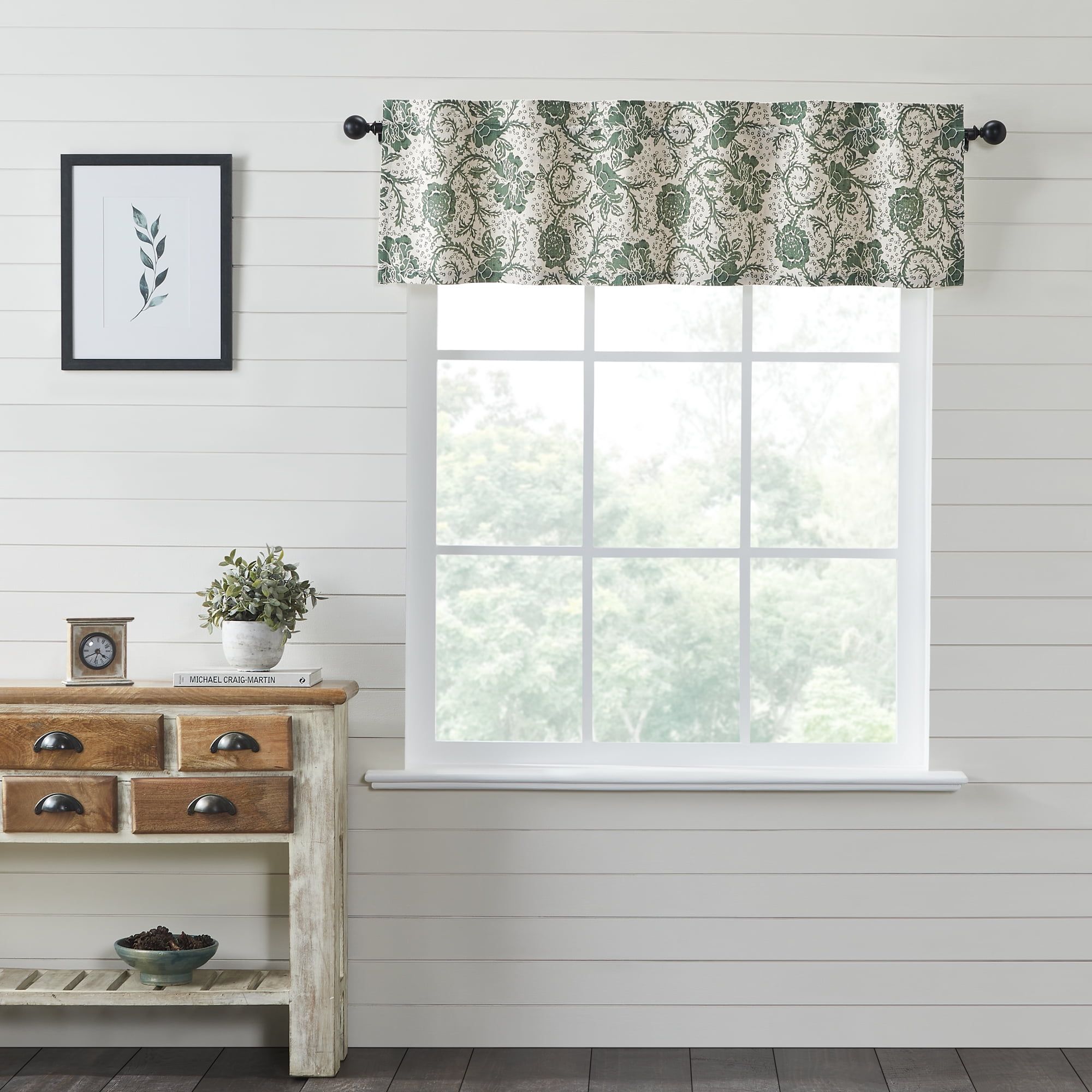 Dorset Green Floral 16x60 Rod Pocket Valance