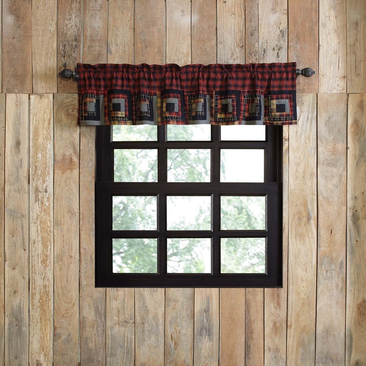 Cumberland Patchwork Red and Black Cotton Valance 16x72