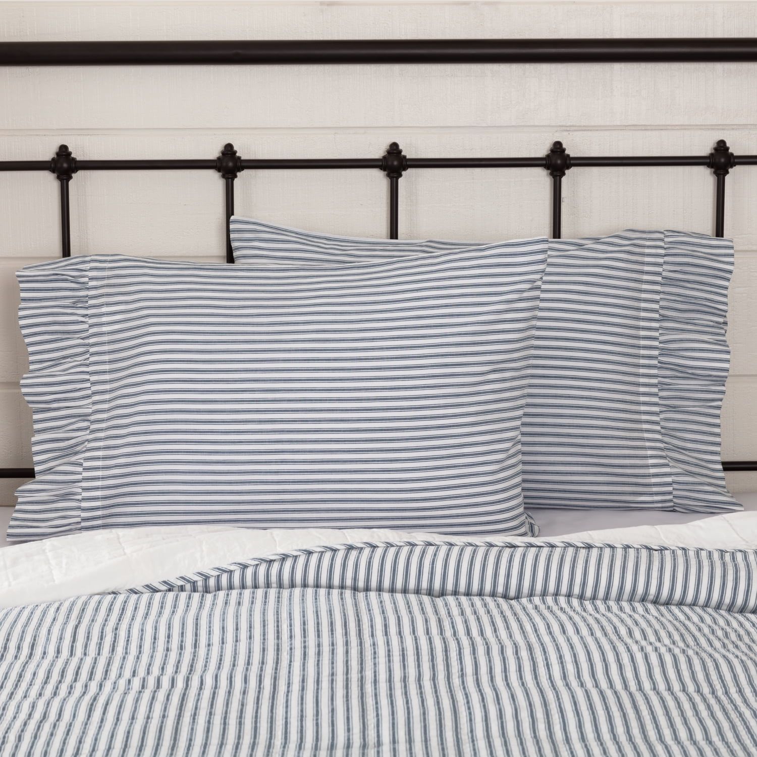 Sawyer Mill Blue and White Cotton Striped Standard Pillowcase Set