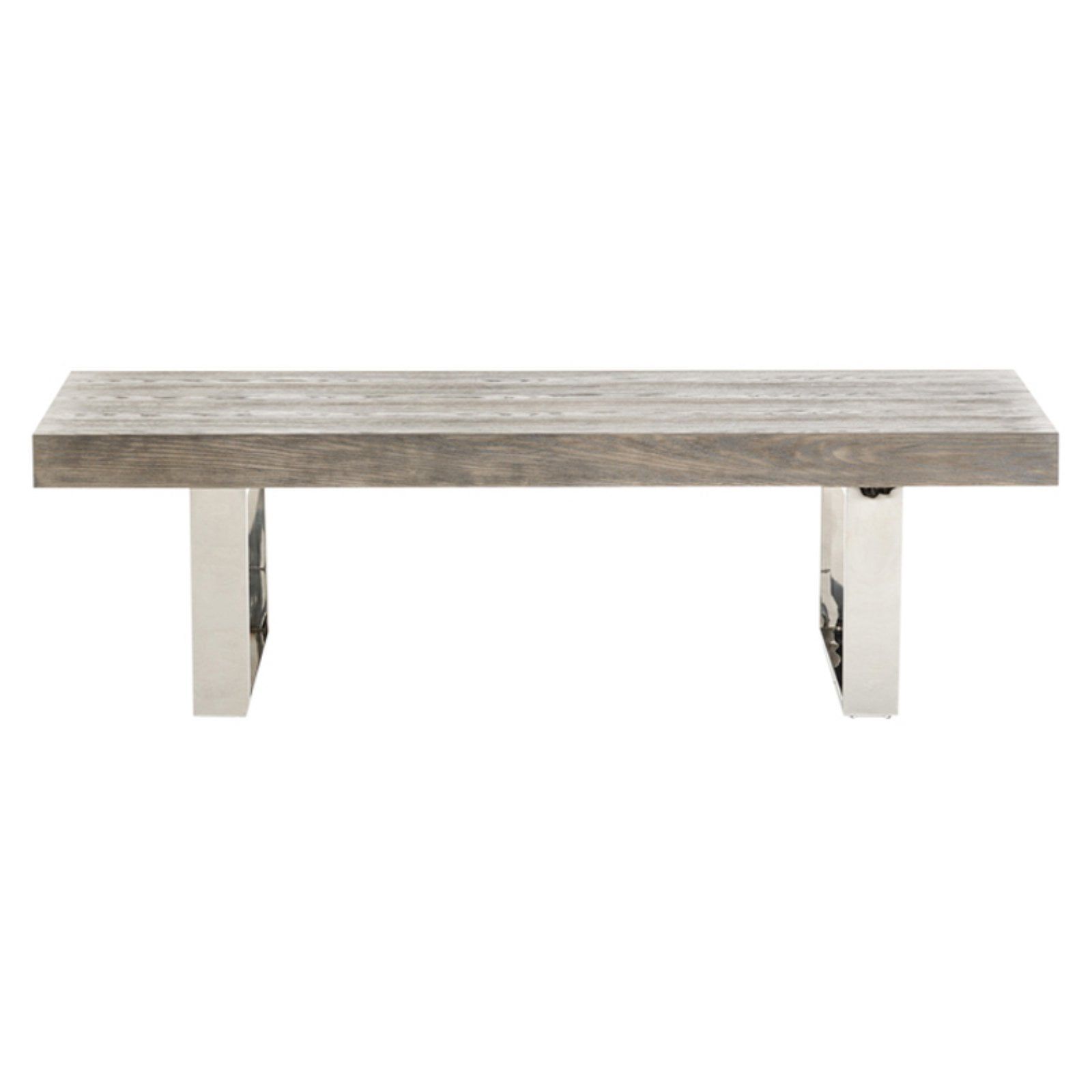 Lola 76" Gray Elm Veneer Backless Bench with Steel Bracket Feet