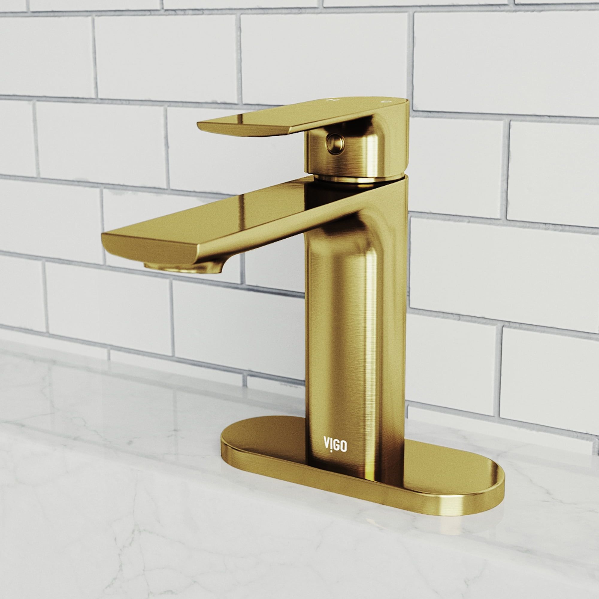 VIGO Davidson Matte Gold Single-Hole Waterfall Bathroom Faucet