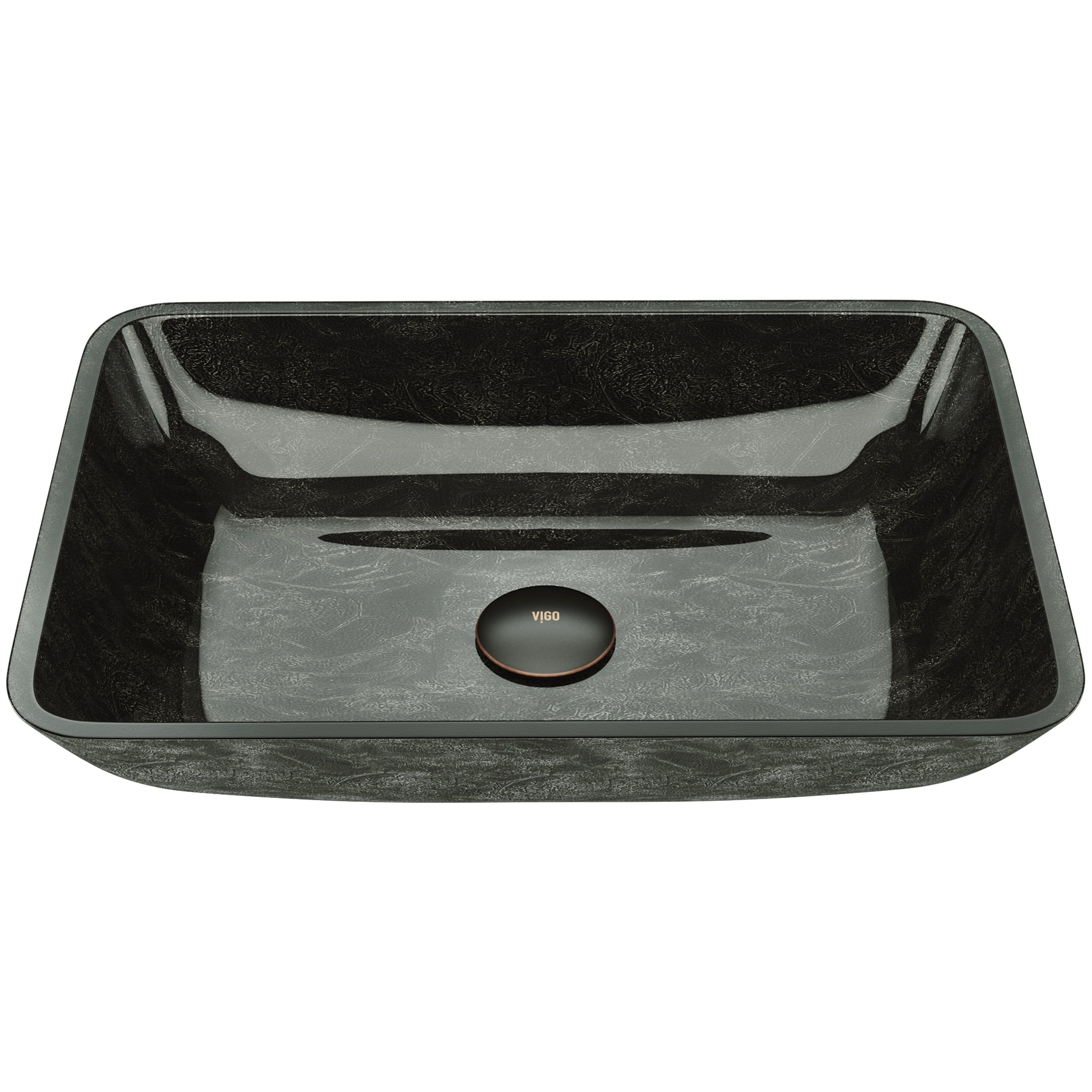 Gray Onyx Rectangular Glass Vessel Sink, 18" x 13"