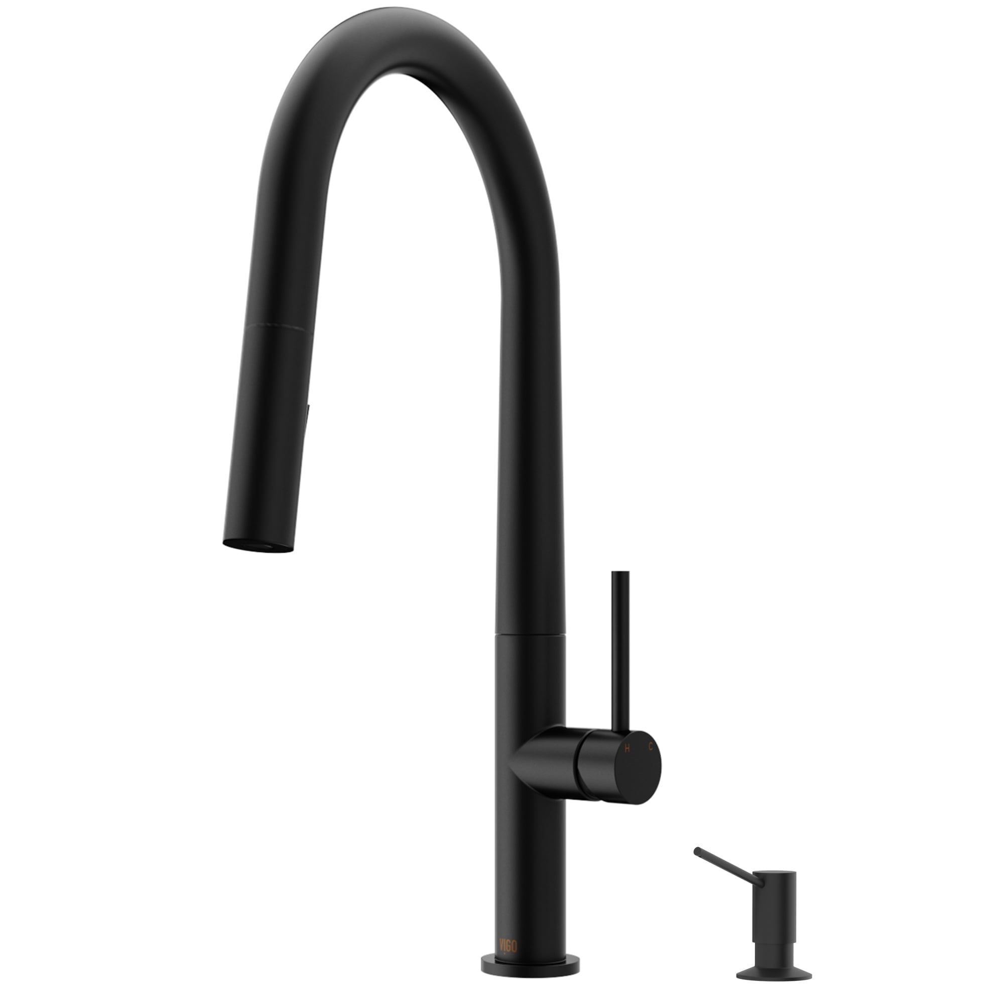 Matte Black 18" Single Handle Pull-Down Sprayer Kitchen Faucet with Soap Dispenser