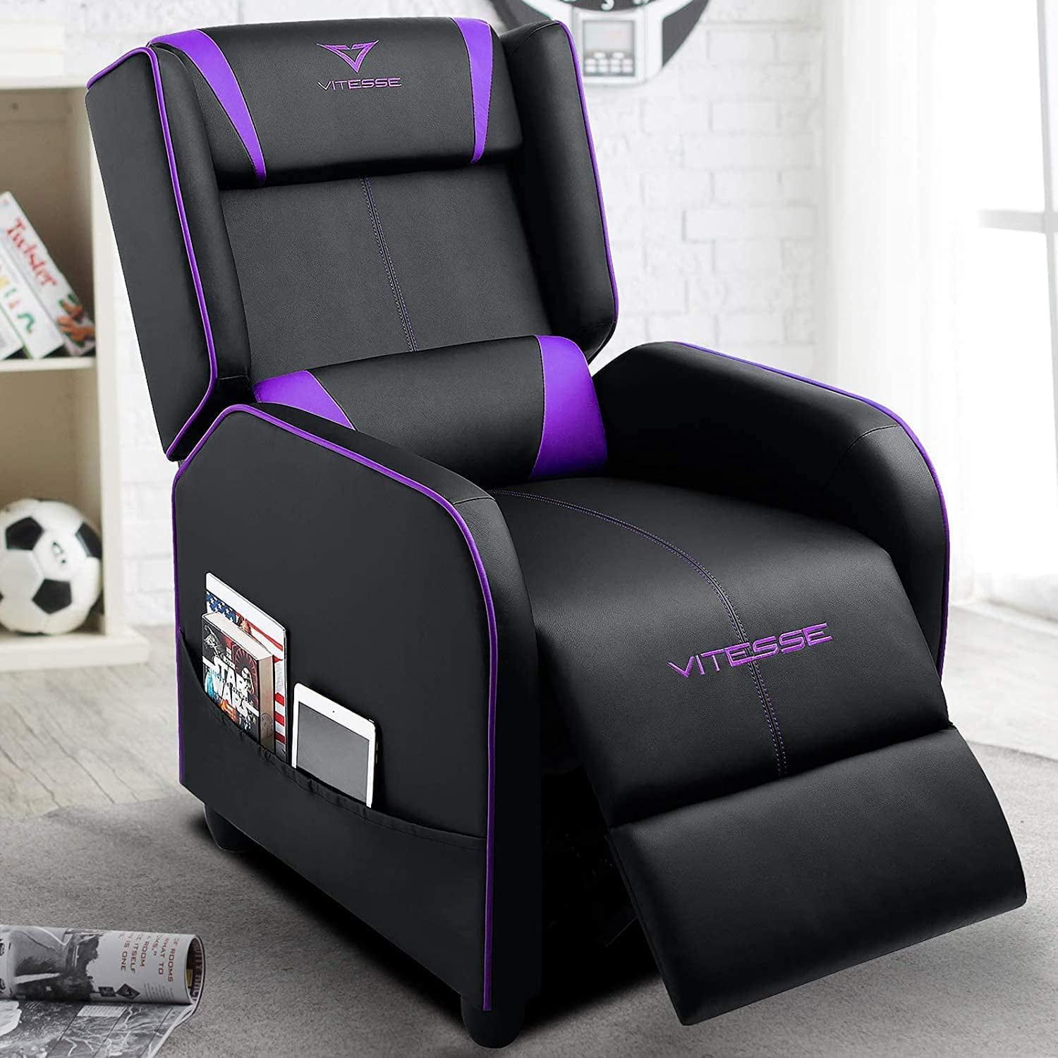 Vitesse Purple and Black PU Leather Gaming Recliner Chair