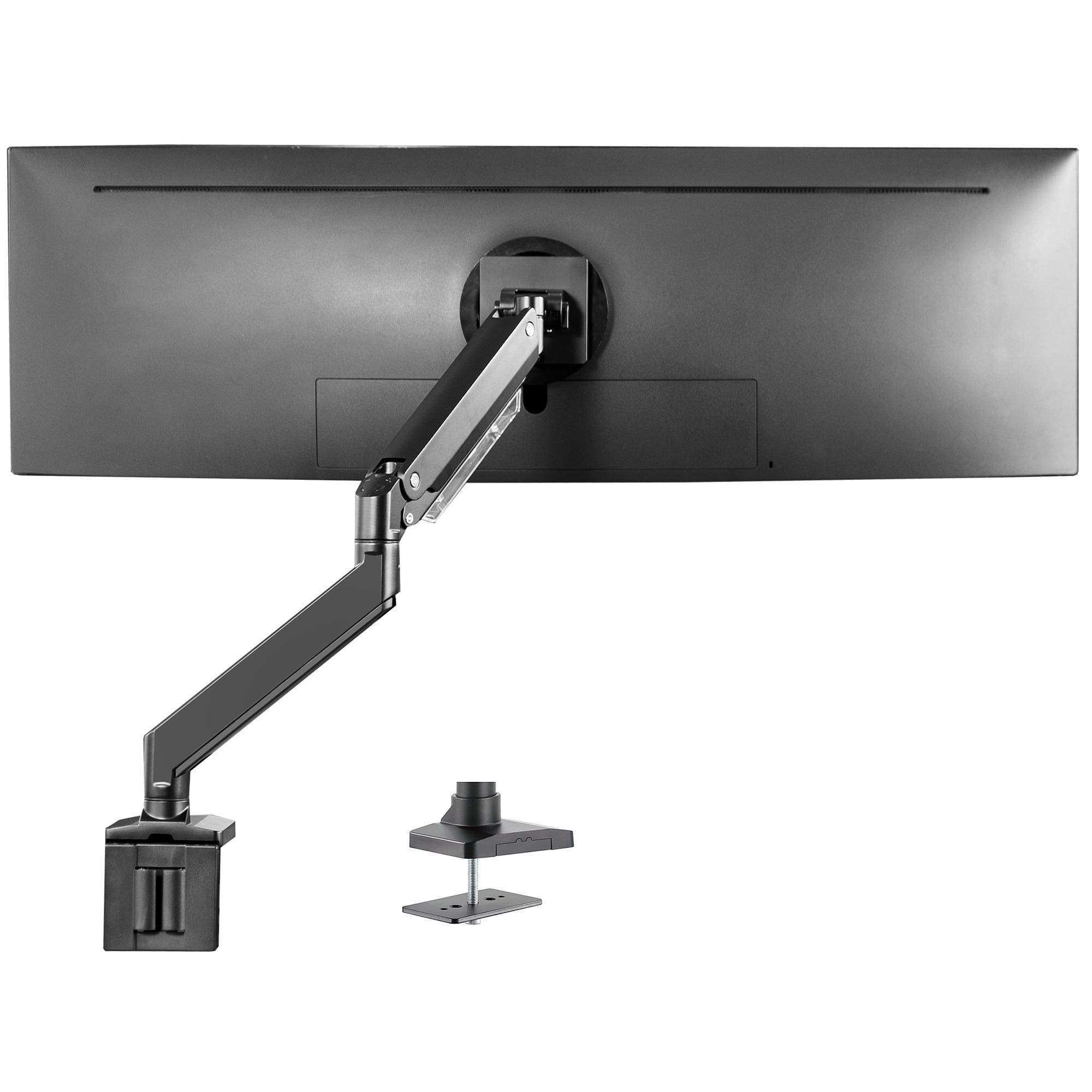 Black Aluminum Full-Motion Single Monitor Desk Mount with Riser