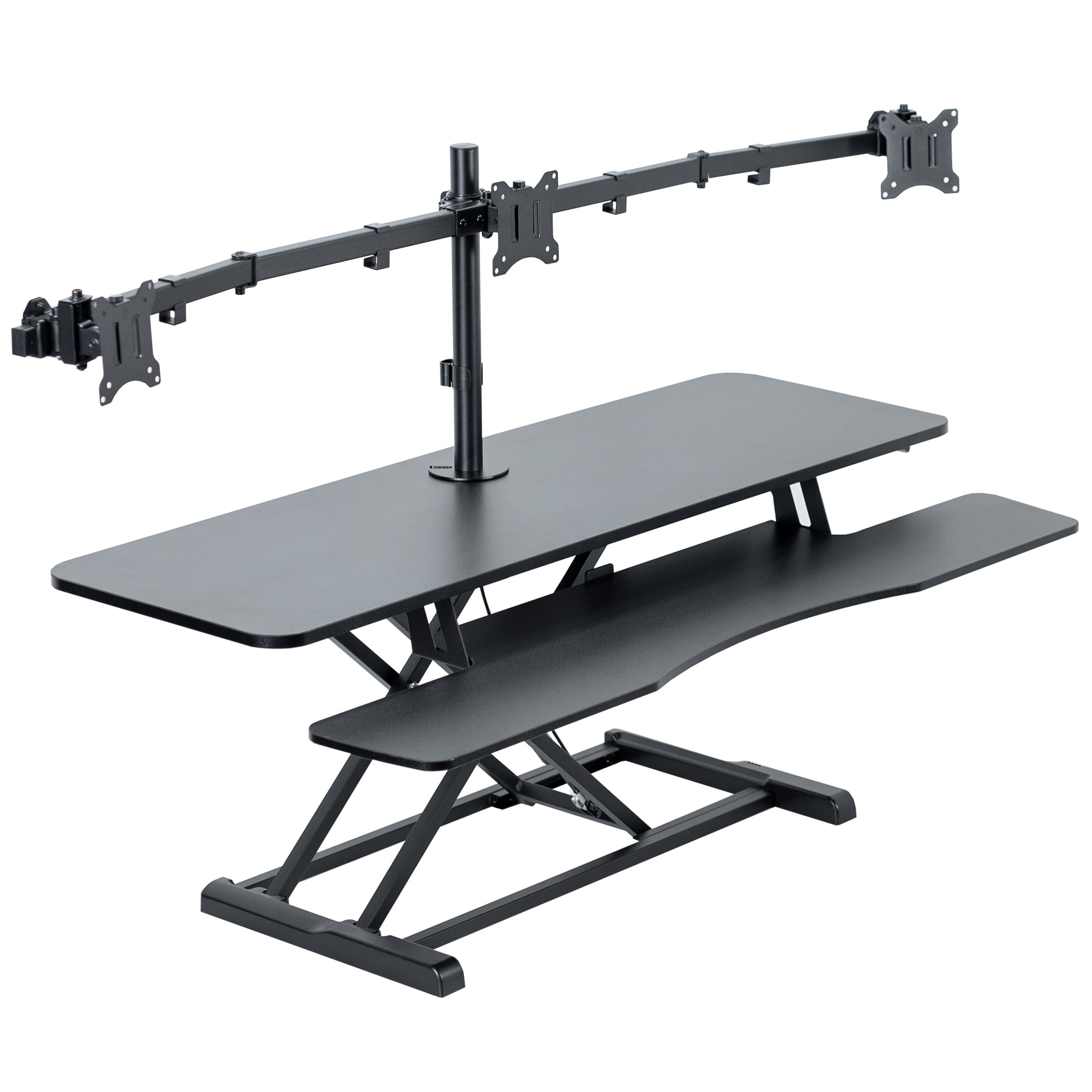 Black Adjustable 48" Standing Desk Converter with Triple Monitor Mount