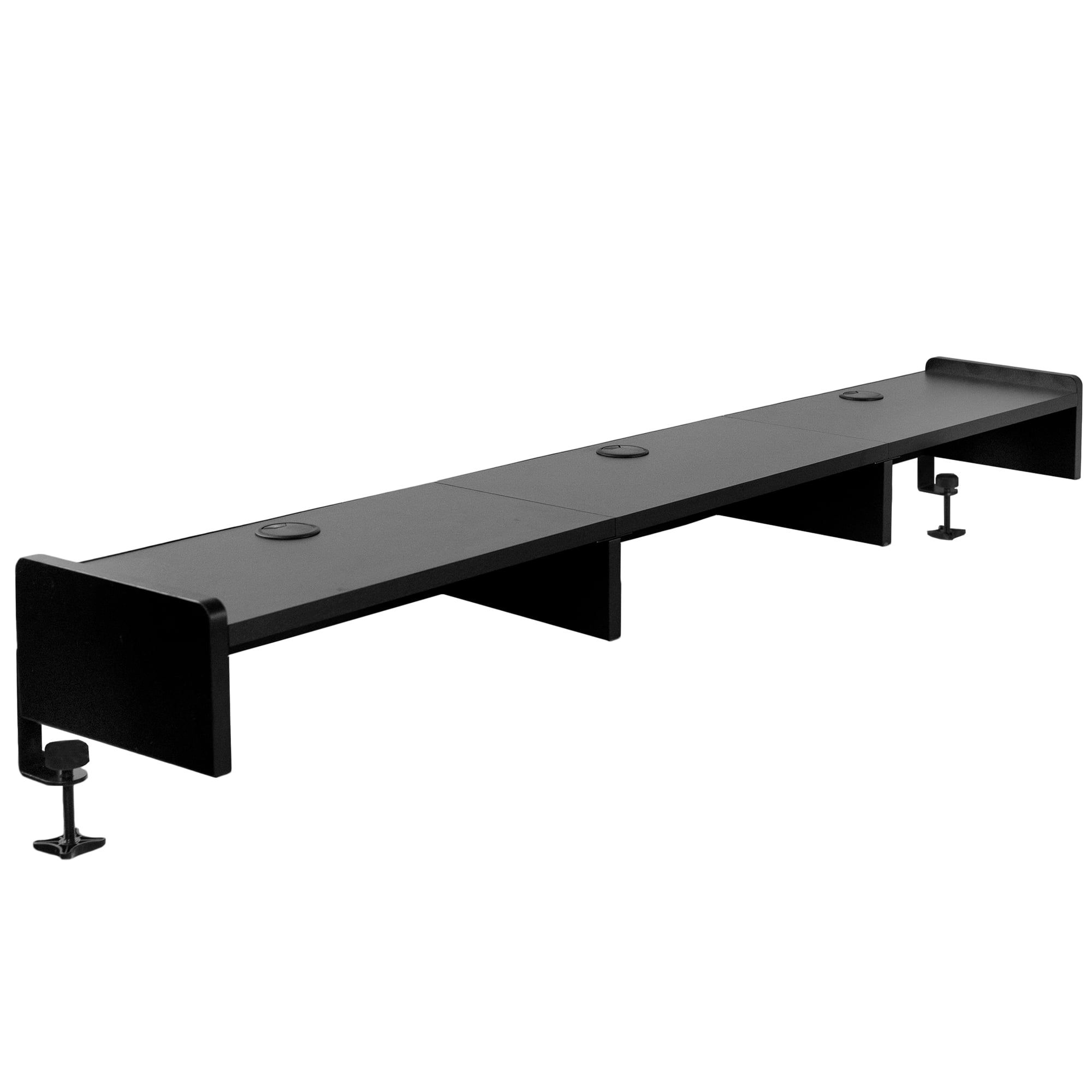 VIVO Black Clamp-on 60" Desk Shelf with Compartments