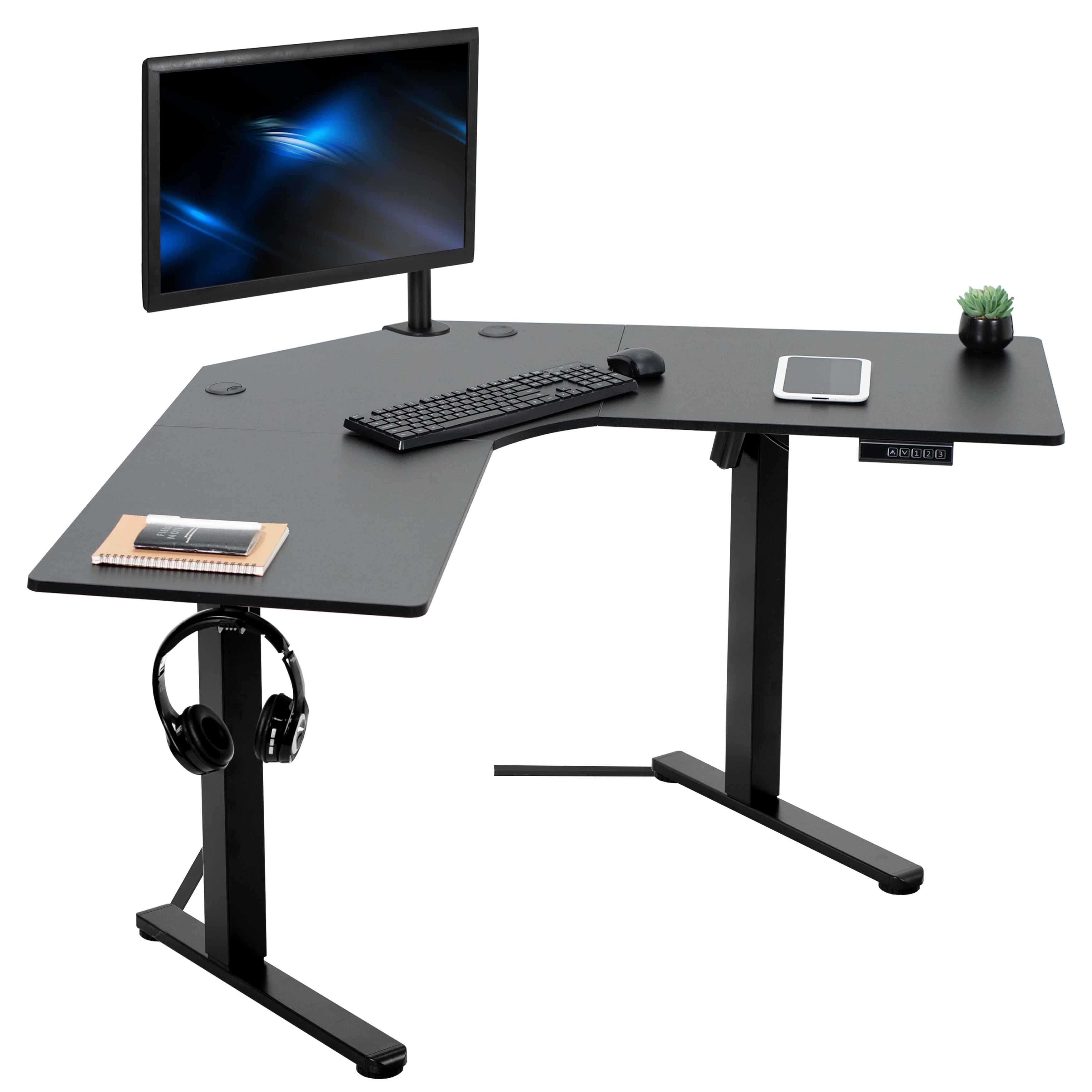 VIVO Black Electric 47" x 47" Corner Standing Desk, L-Shaped Workstation