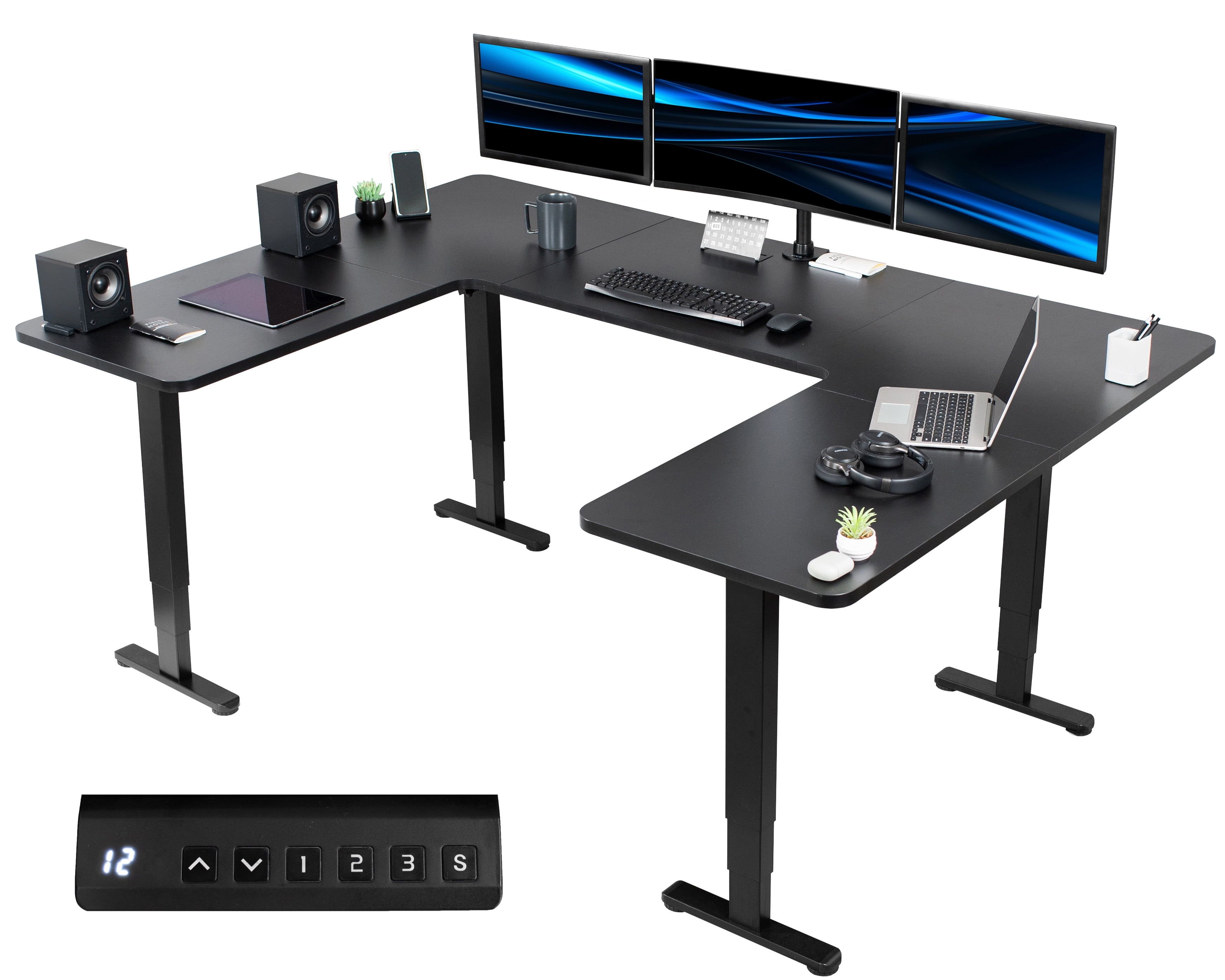 Black U-Shaped 83" x 60" Electric Height Adjustable Standing Desk