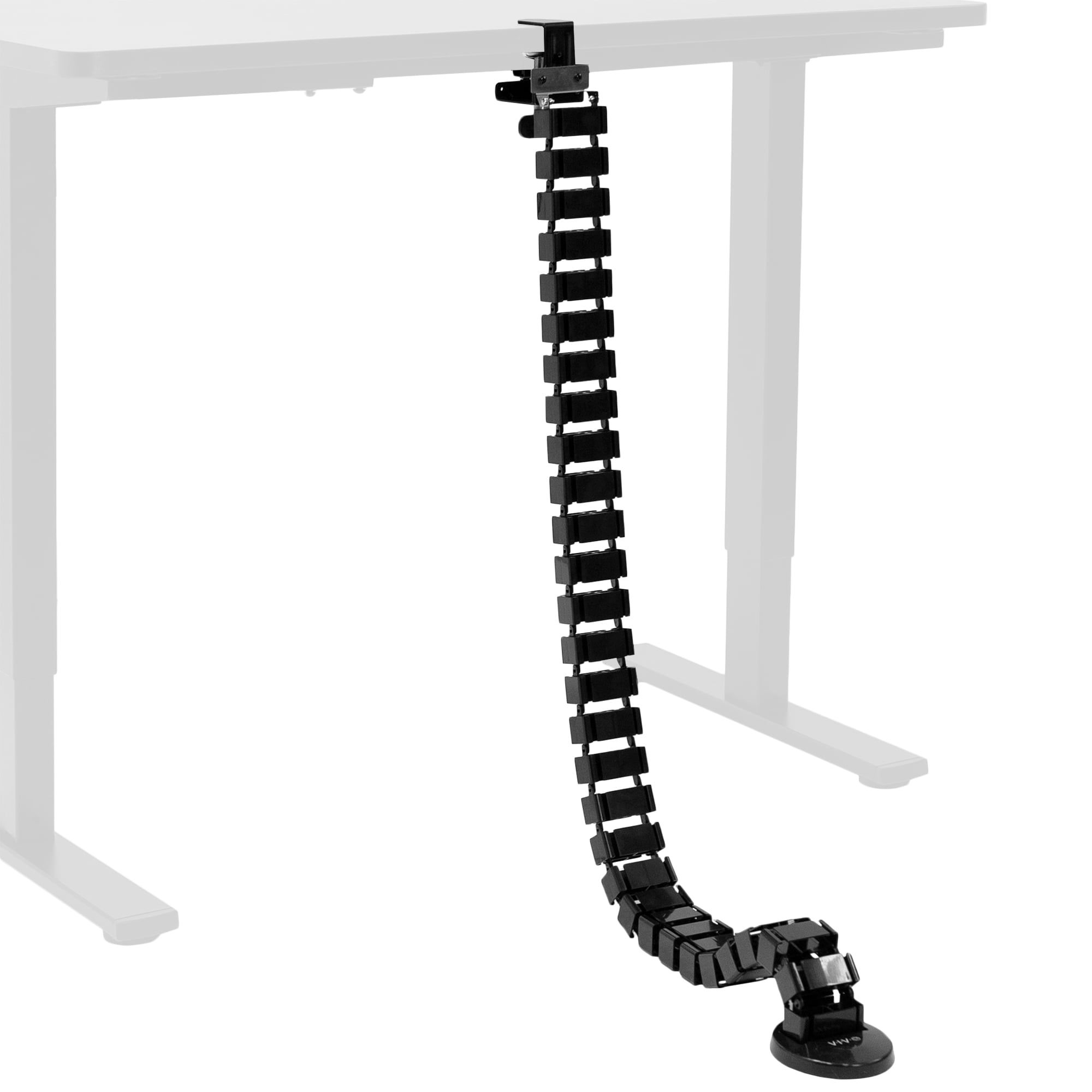 Black Clamp-On Vertebrae Cable Management Kit for Desk