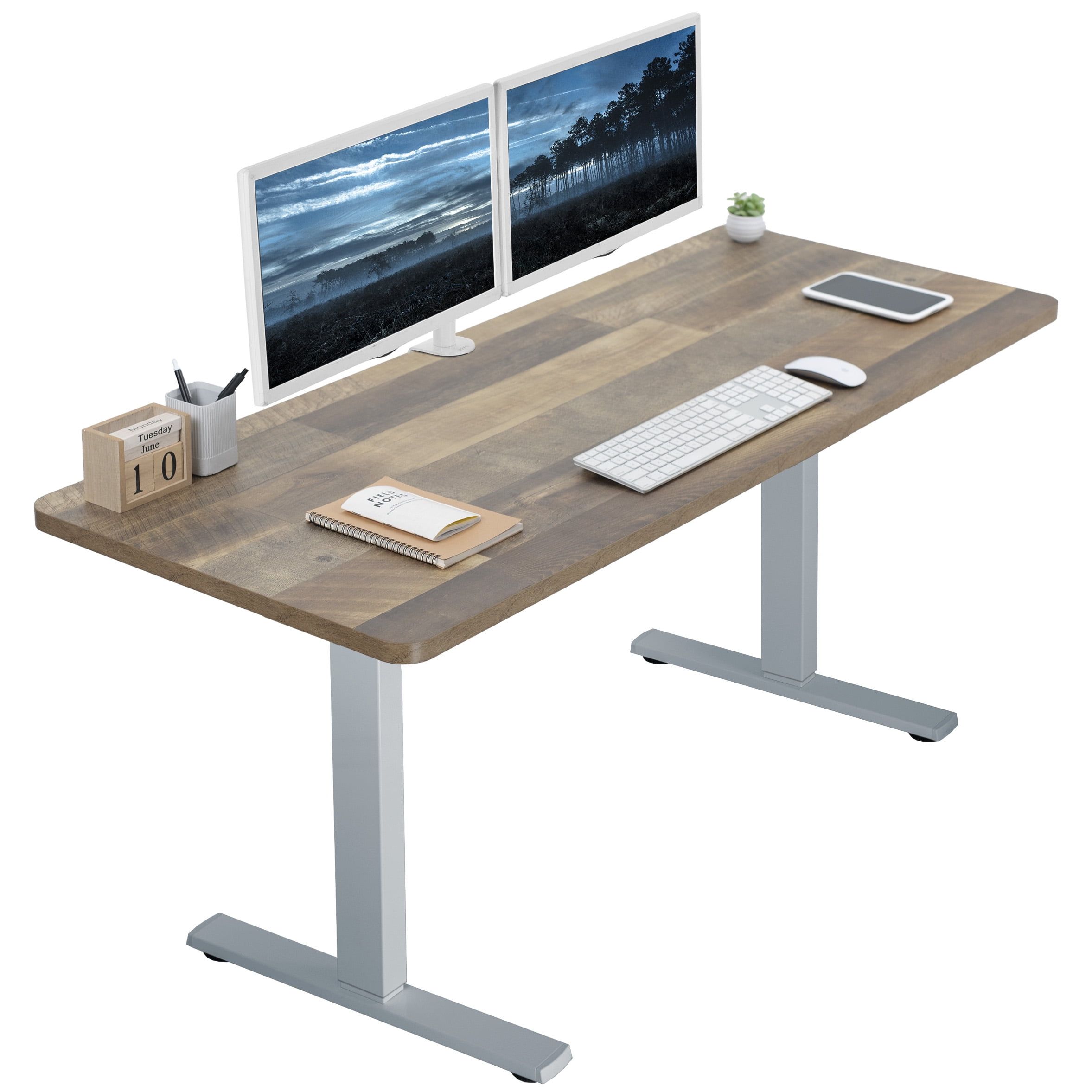 Reclaimed Wood and Gray Adjustable Height Standing Desk