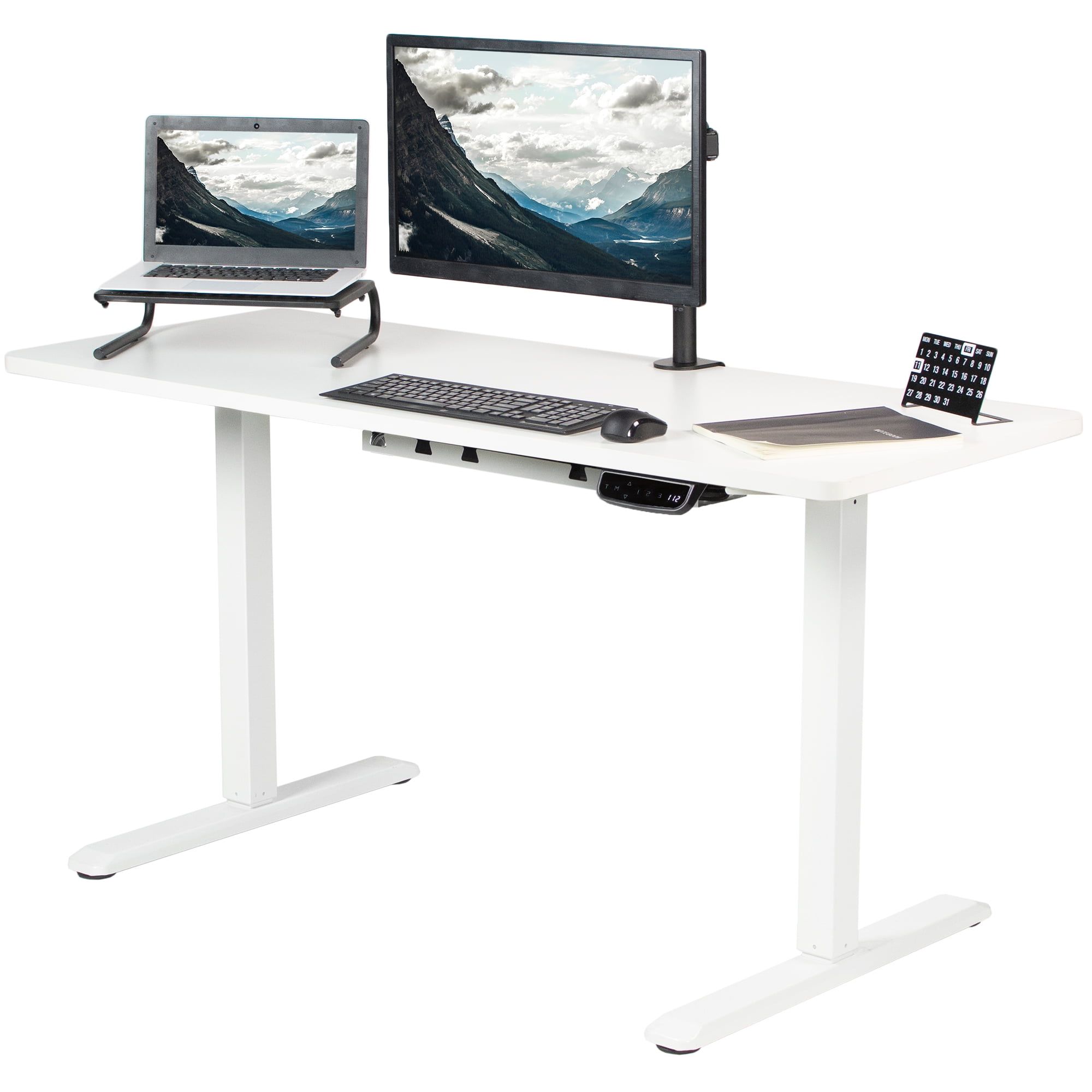 Elegant White 60'' x 24'' Adjustable Electric Standing Desk