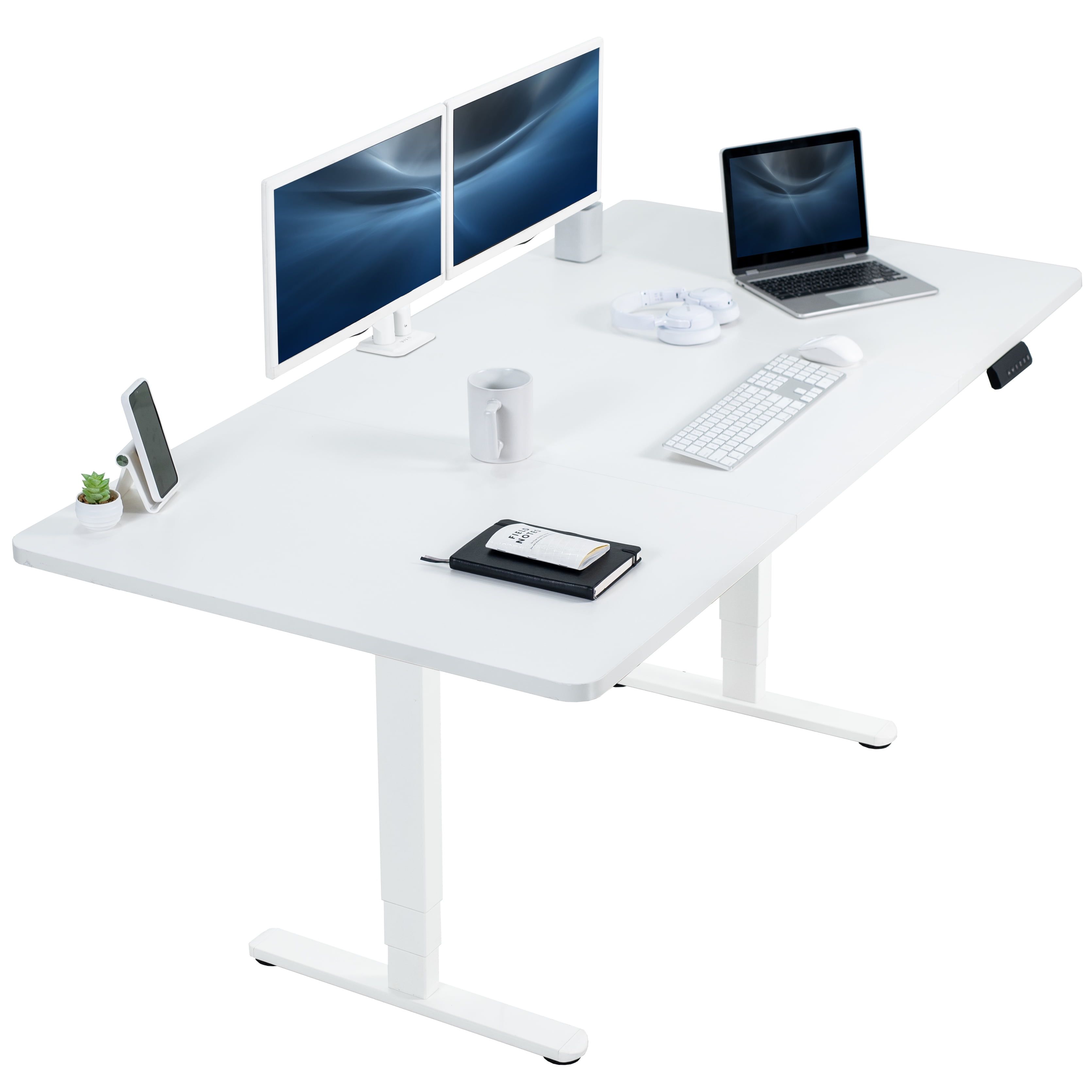 Electric Dual Motor Standing Desk, 71" White Top with Memory Preset