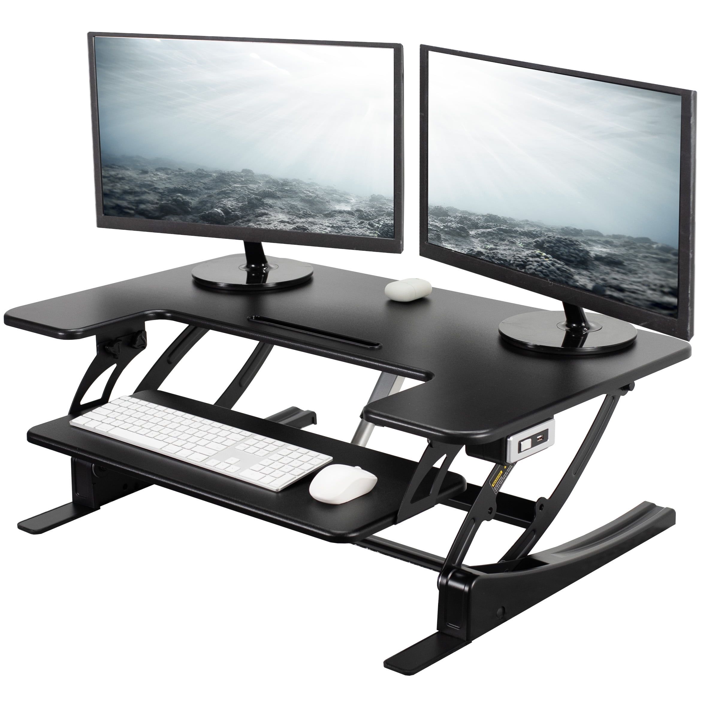 Black Steel Electric Height Adjustable Standing Desk Converter