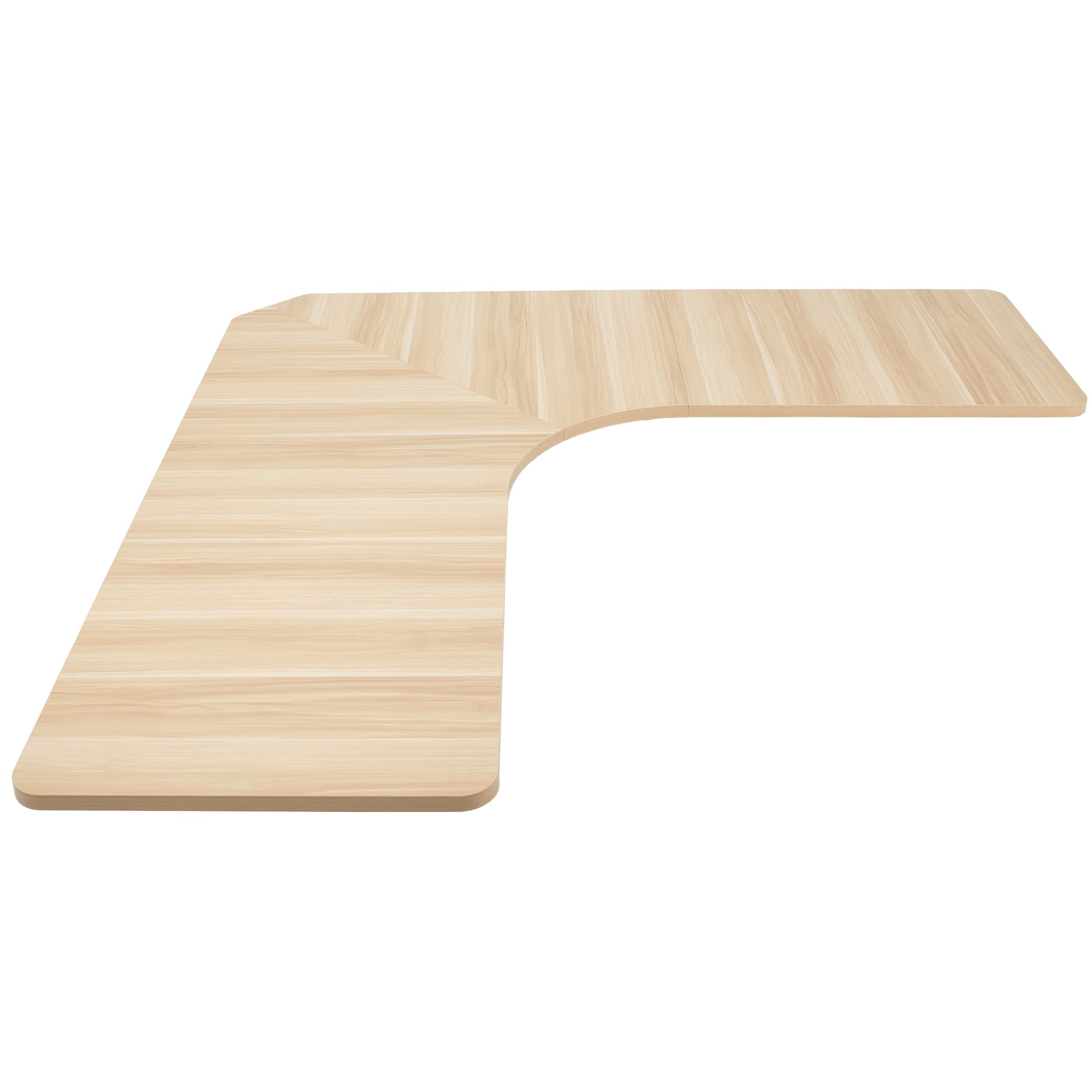 Light Wood 71x71 Inch Curved Corner Table Top for Sit-Stand Desks