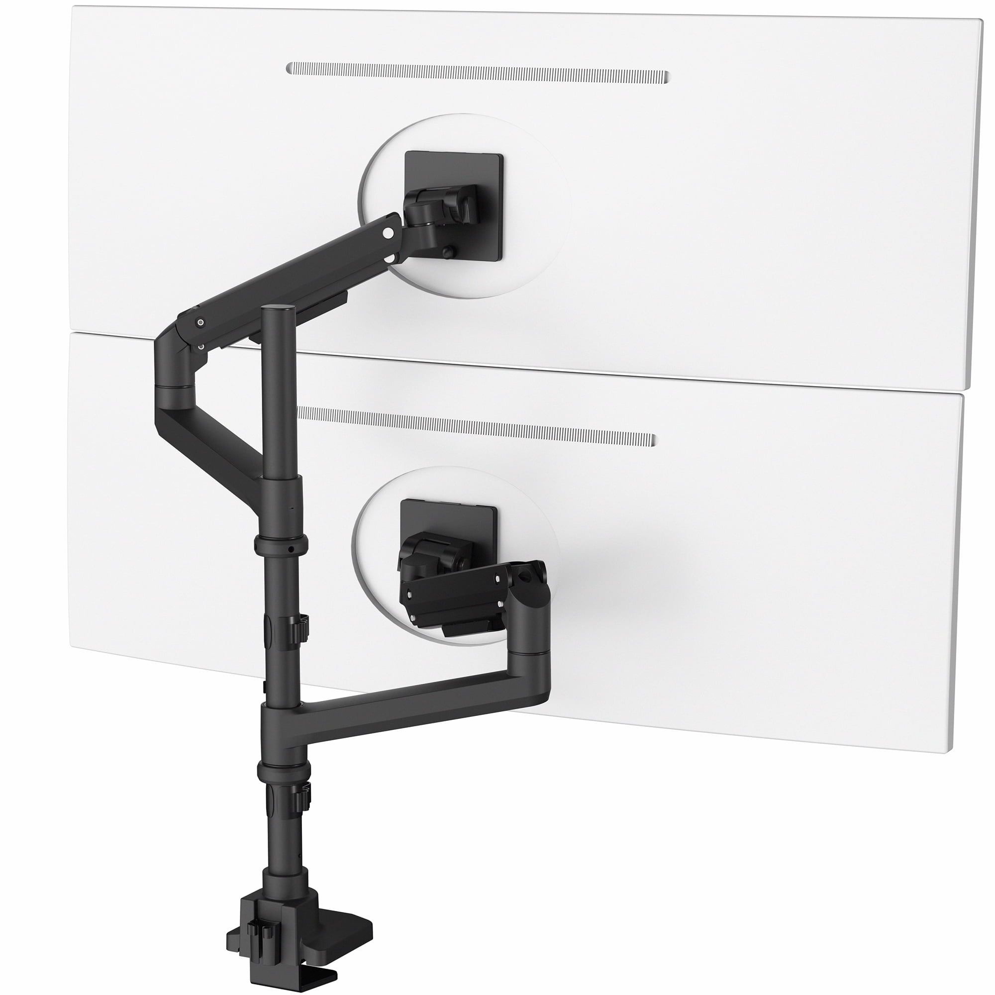 Black Dual Ultrawide Monitor Tall Desk Mount with Pneumatic Arms