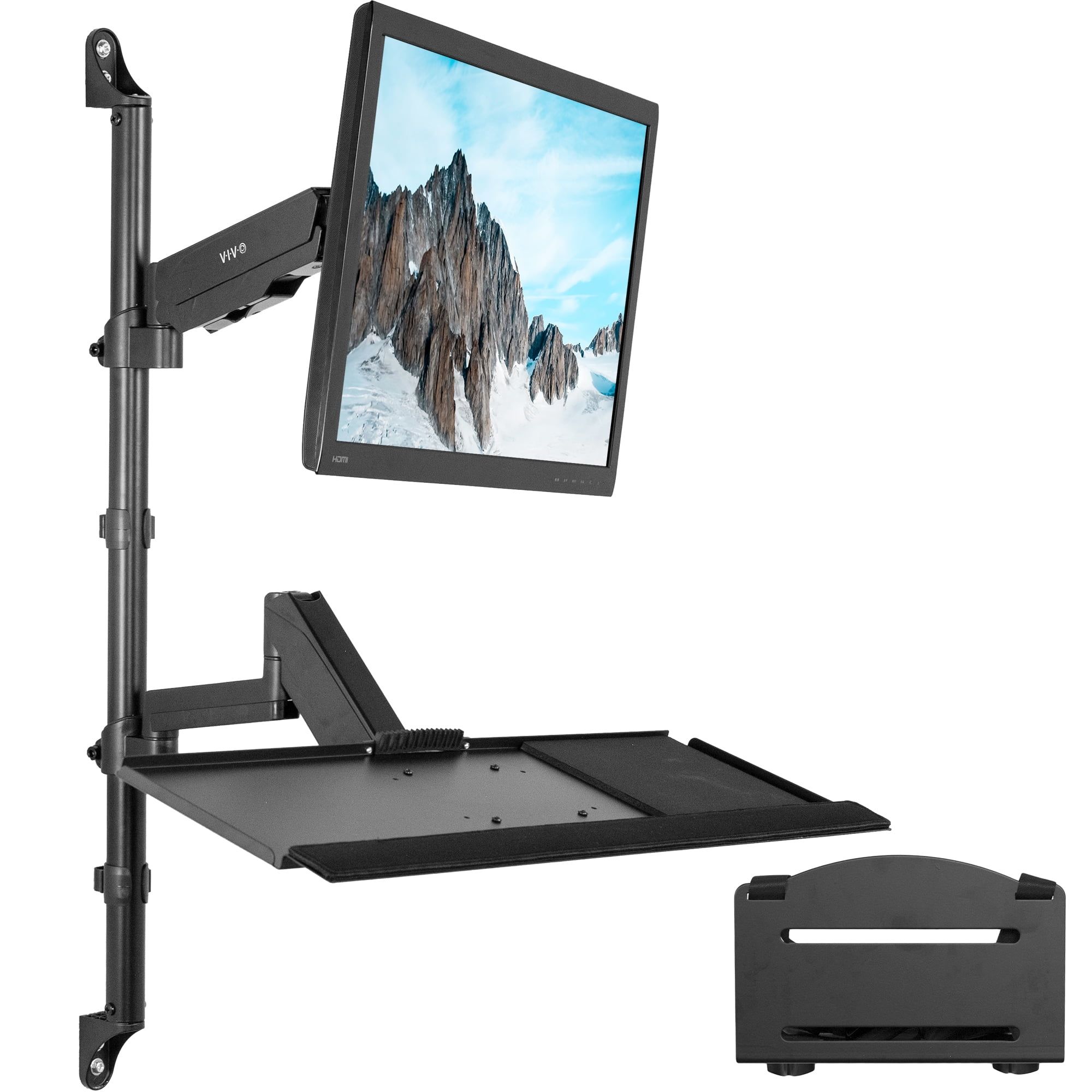 Black Steel Adjustable Wall Mount Workstation