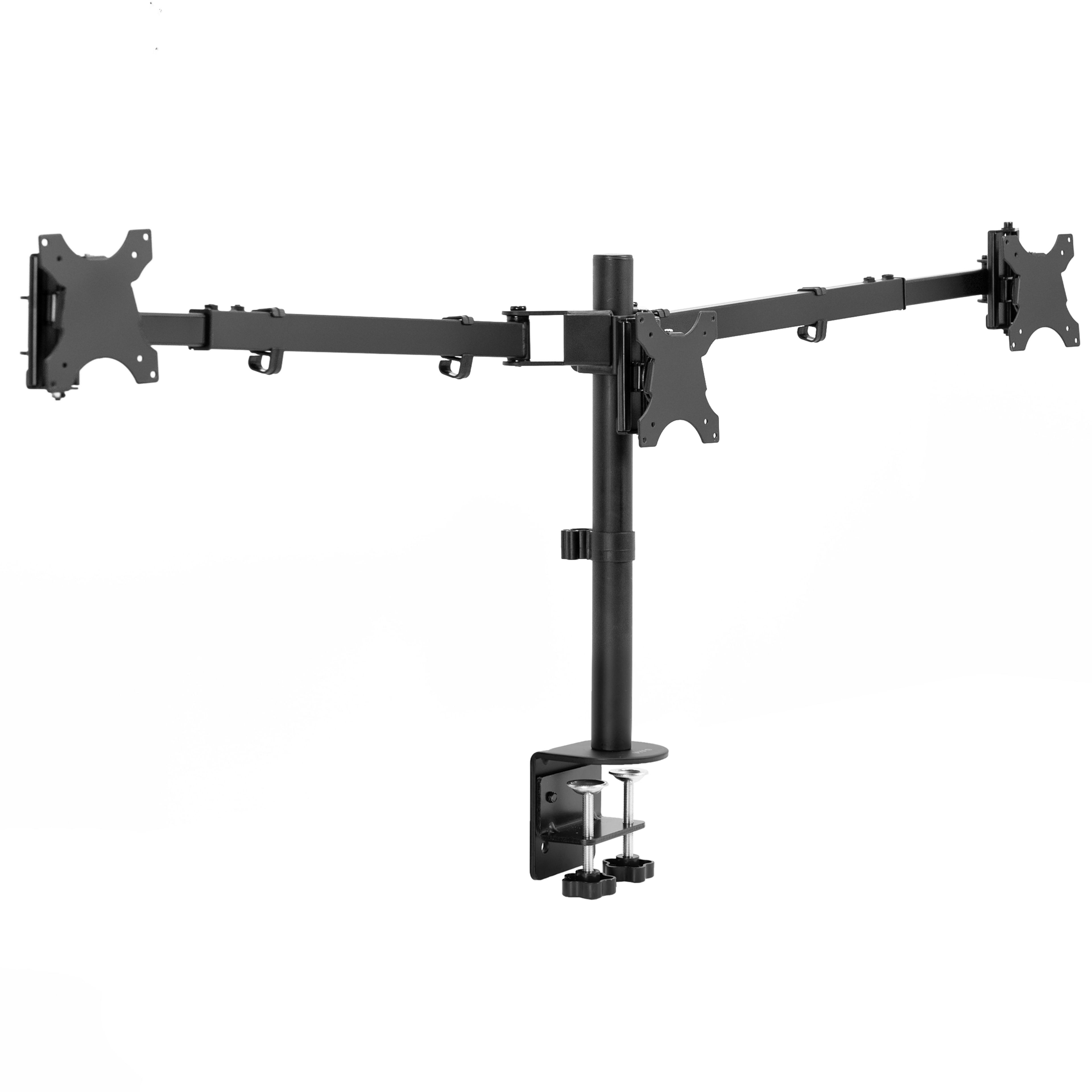 Black Adjustable Triple Monitor Desk Mount with Telescoping Arms