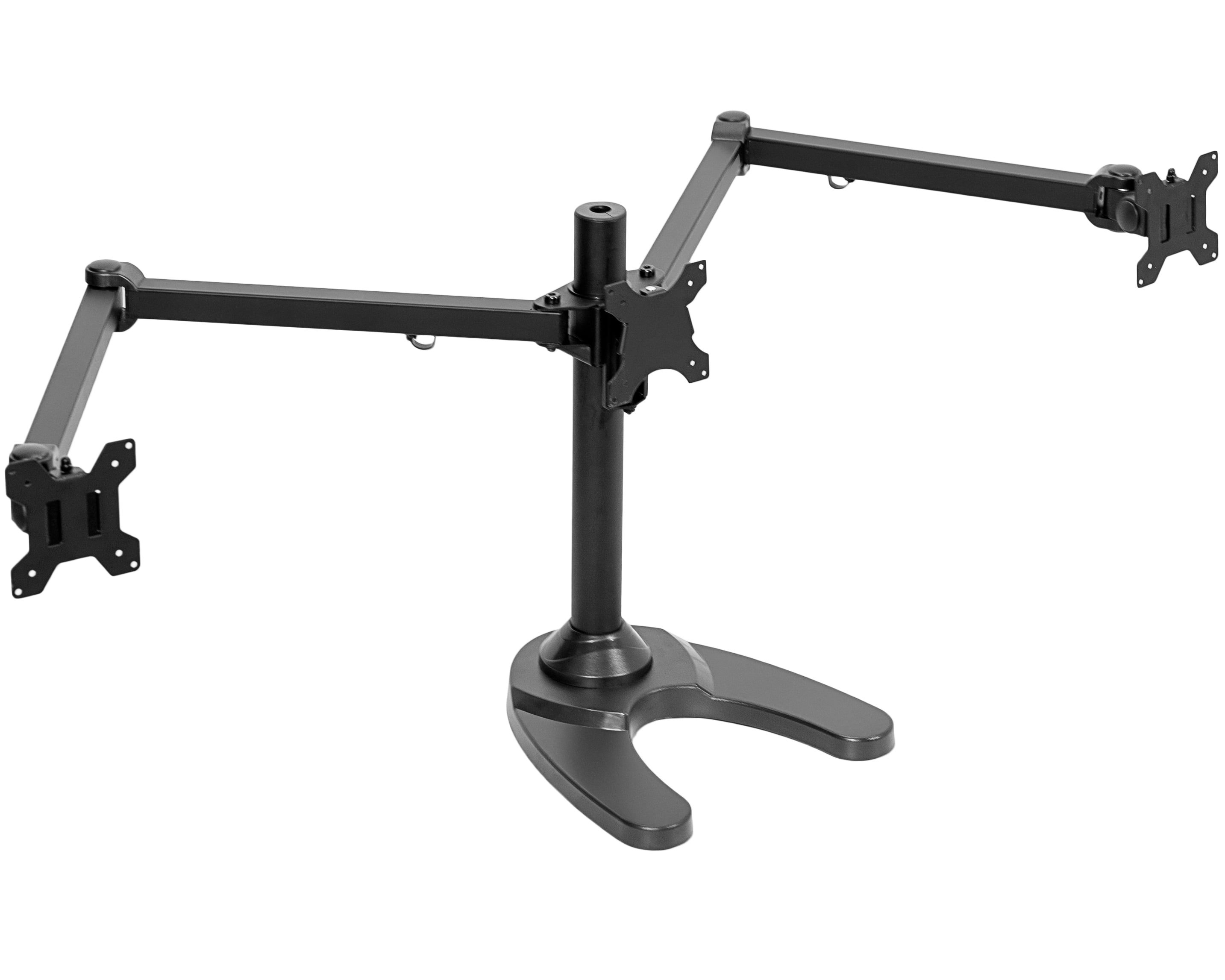 Black Adjustable Steel Triple Monitor Desk Stand