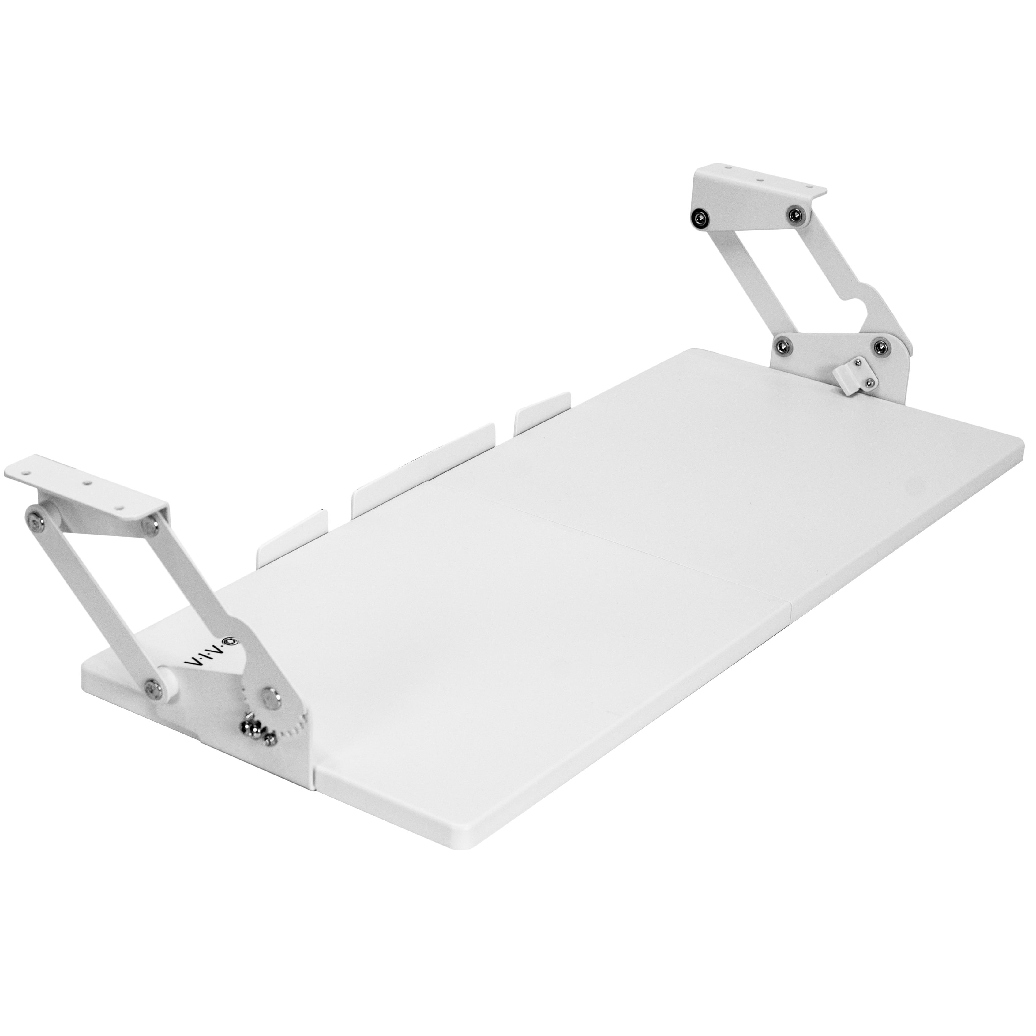 White Adjustable Under Desk Keyboard Tray with Swinging Height