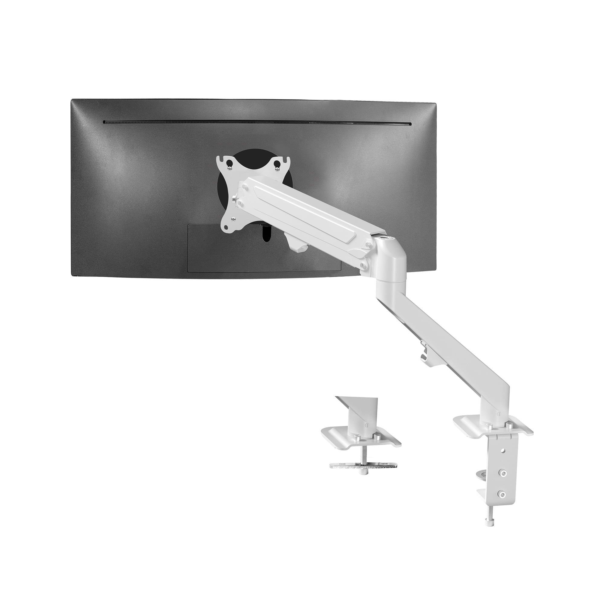 White Adjustable Single Monitor Desk Mount with Pneumatic Arm