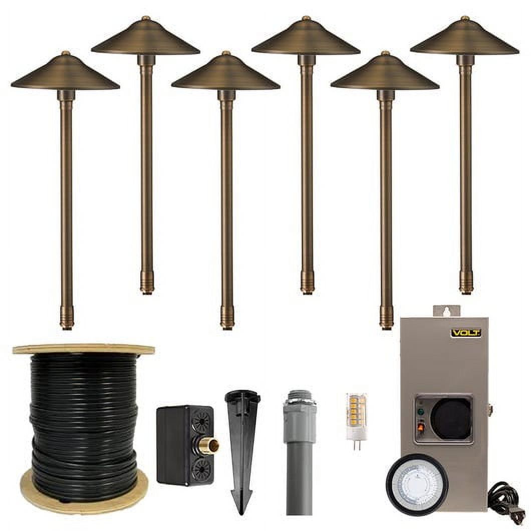 Bronze Brass LED Pathway Light 6-Pack with Transformer