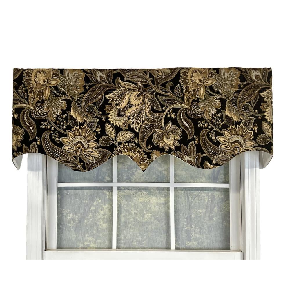 Black and Gold Paisley Rod Pocket Window Valance