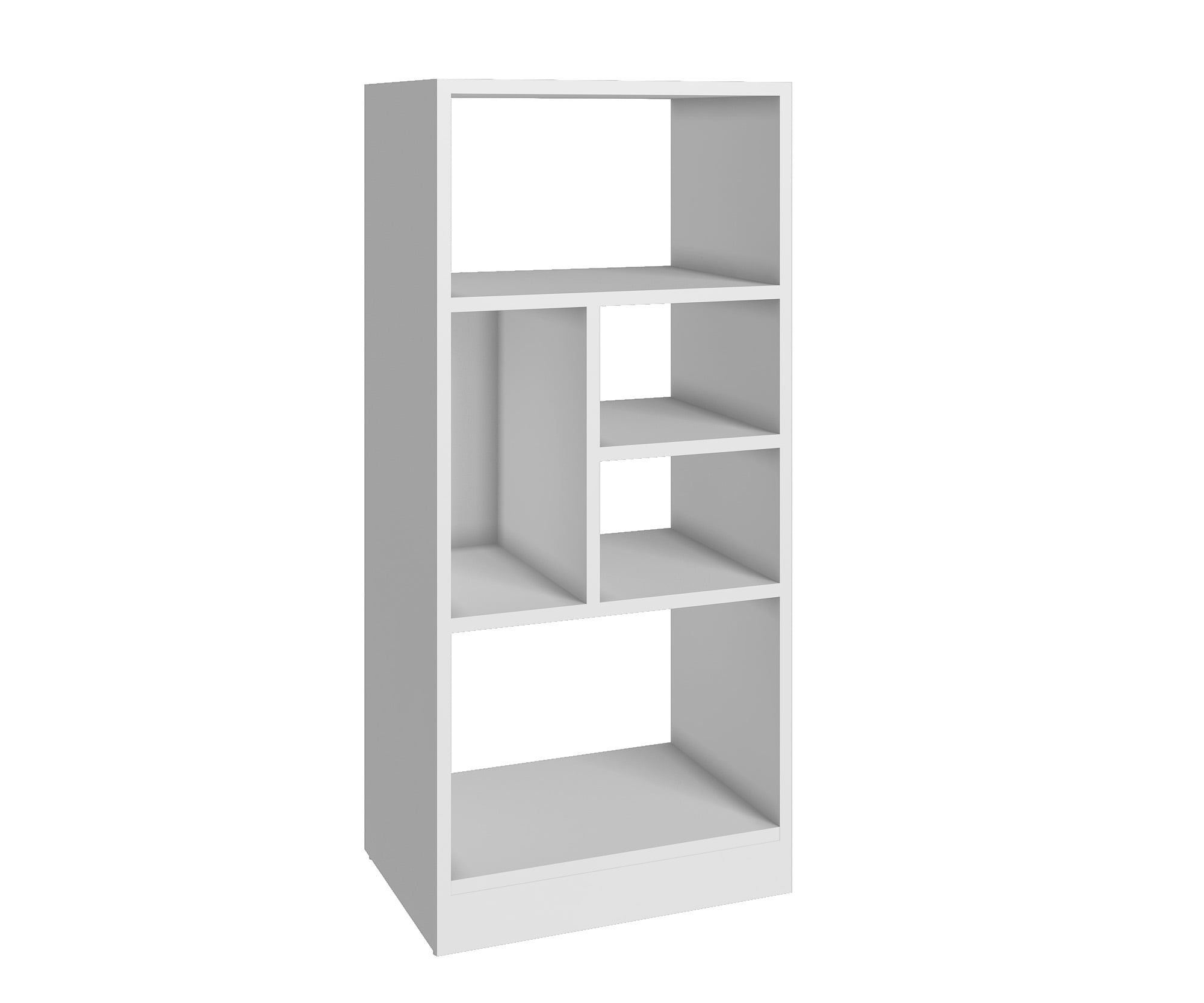 White Modern 5-Shelf Multi-Size Bookcase