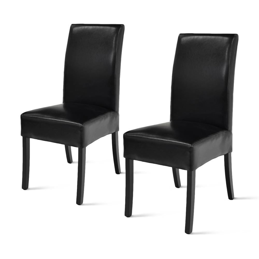 Parsons 24" Black Wood Side Chair with Padded Back