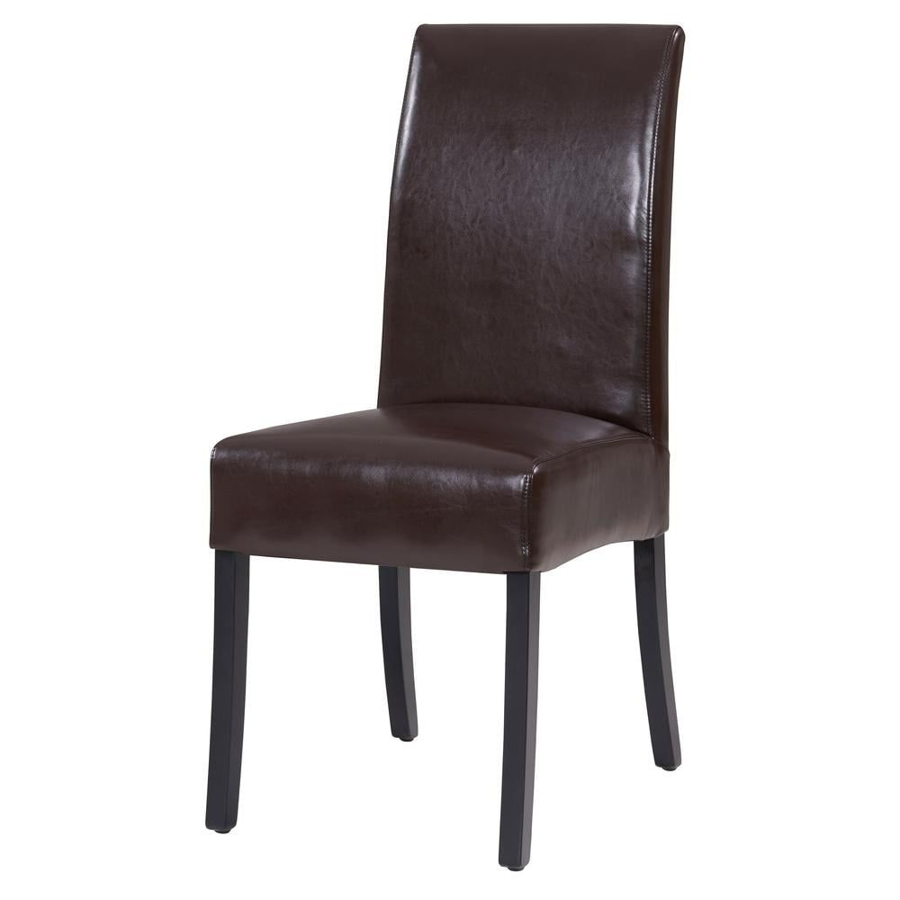 High Brown Wood Parsons Side Chair