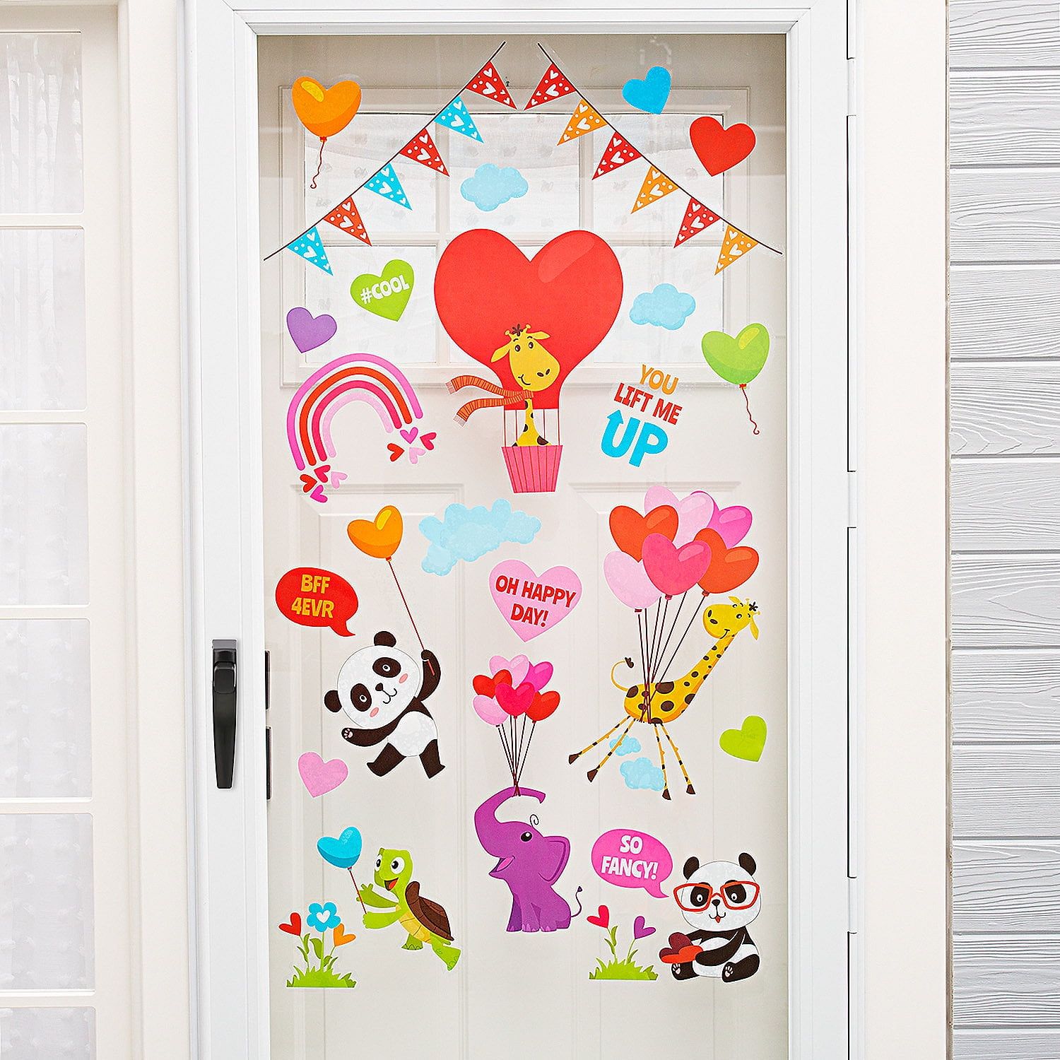 Colorful Valentine's Day Animal Window Clings Set