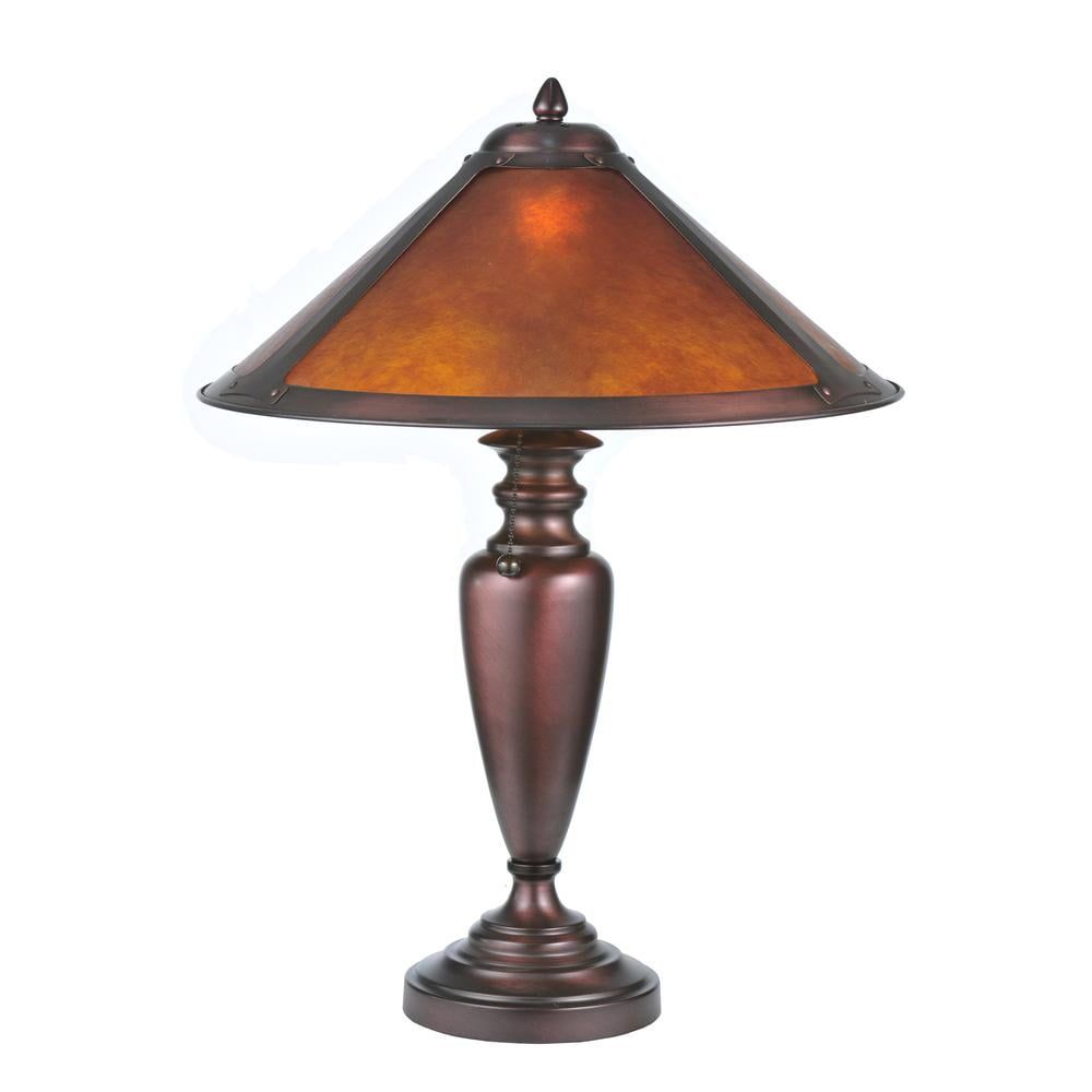 Amber Mica Bronze 23" Table Lamp with Stained Glass Shade