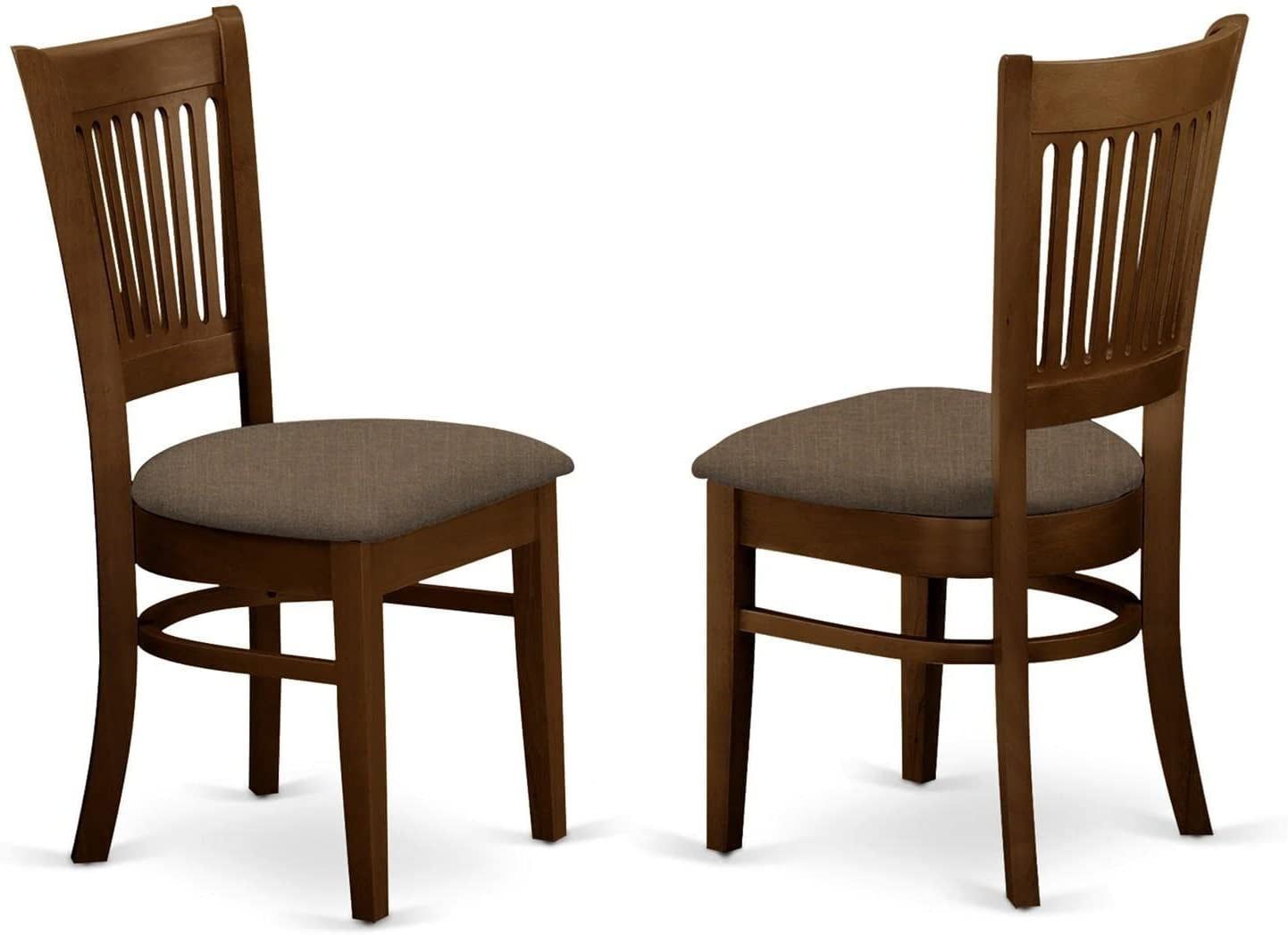 Espresso Microfiber Upholstered Wood Dining Chairs, Set of 2