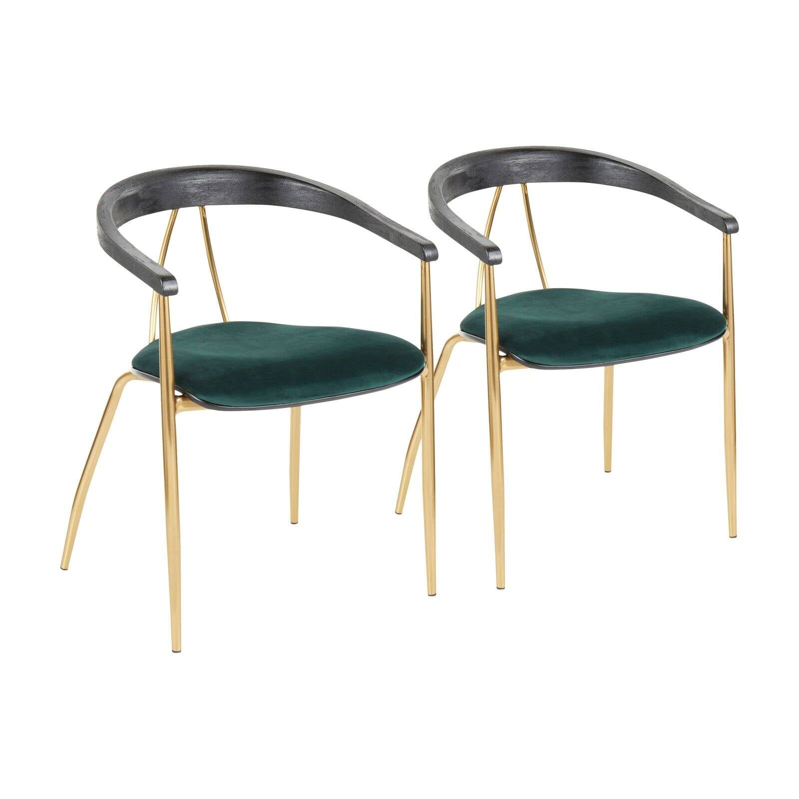 Chic Modern Green Velvet Arm Chair with Gold Metal Frame