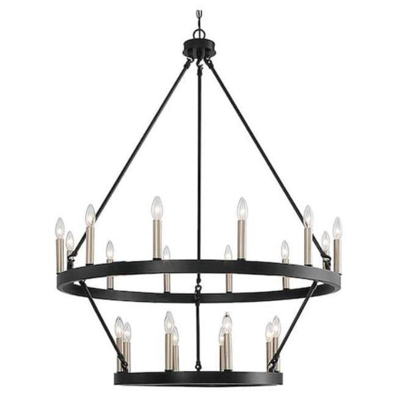 Rustic Black and Brass Dust 20-Light Wagon Wheel Chandelier