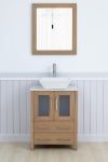 Natural Oak 24" Bathroom Vanity Set with Engineered Marble Top and Mirror