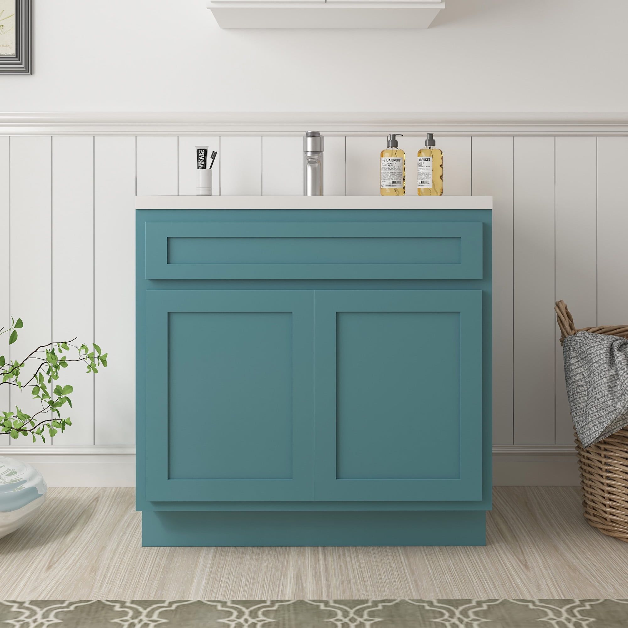 Sea Green 36" Freestanding Single Base Storage Cabinet with Soft Close Doors